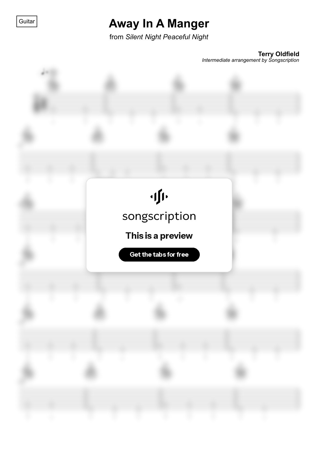 Intermediate Acoustic Guitar Tabs for "Away In A Manger" by Terry Oldfield