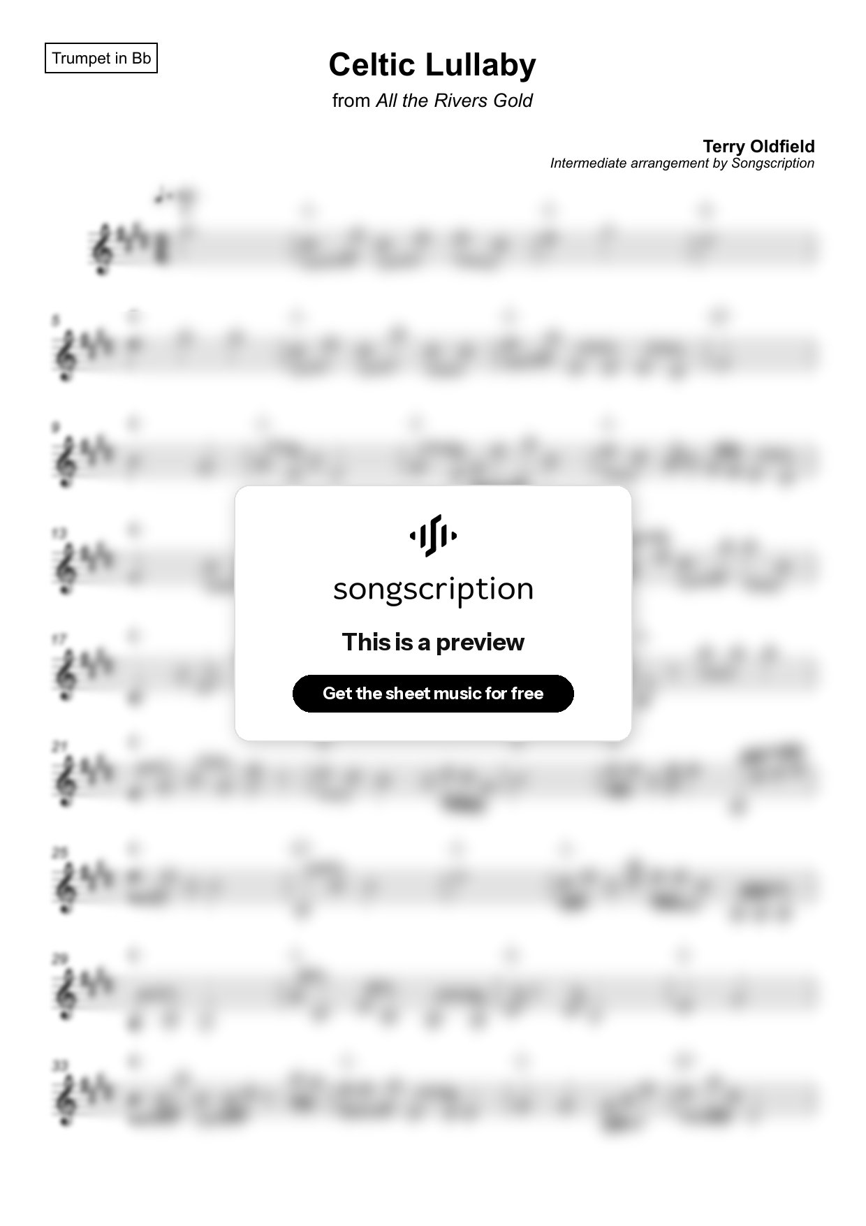 Intermediate Trumpet Sheet Music for "Celtic Lullaby" by Terry Oldfield