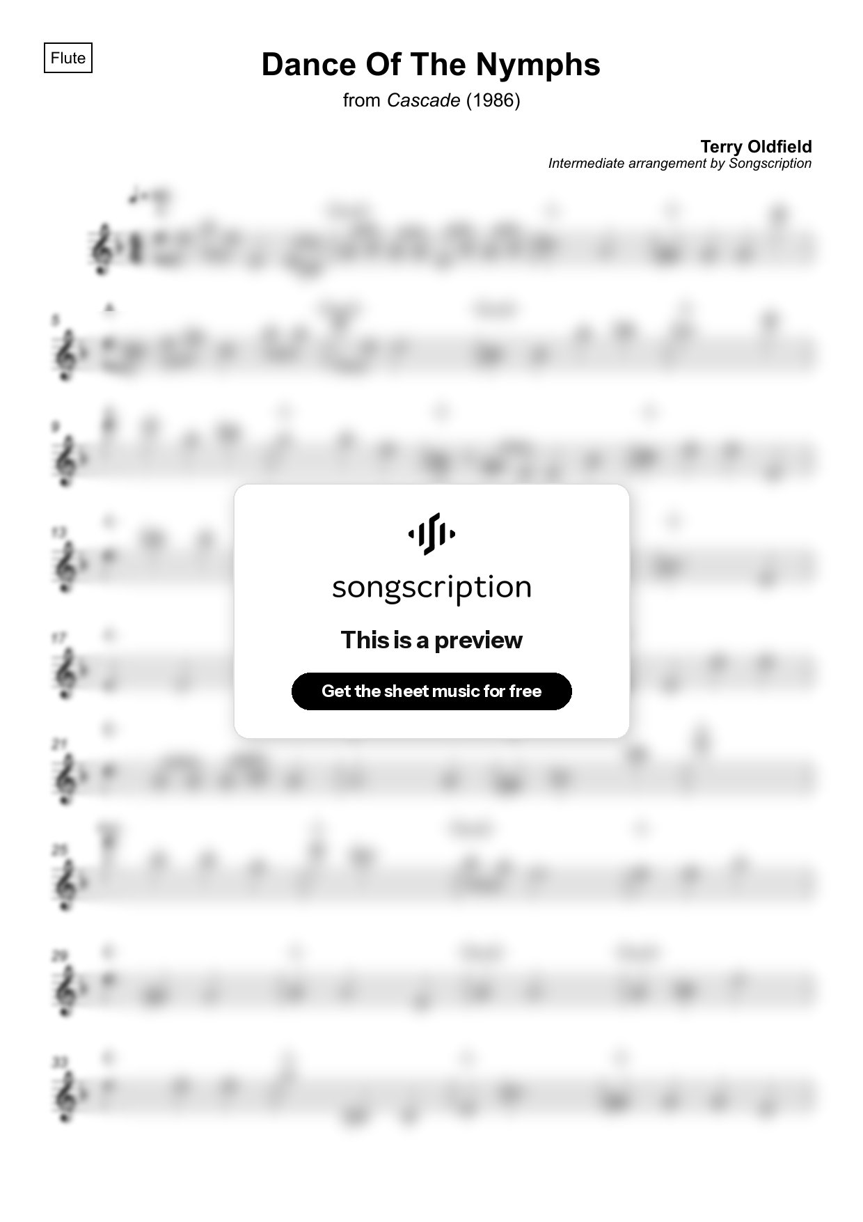 Intermediate Flute Sheet Music for "Dance Of The Nymphs" by Terry Oldfield