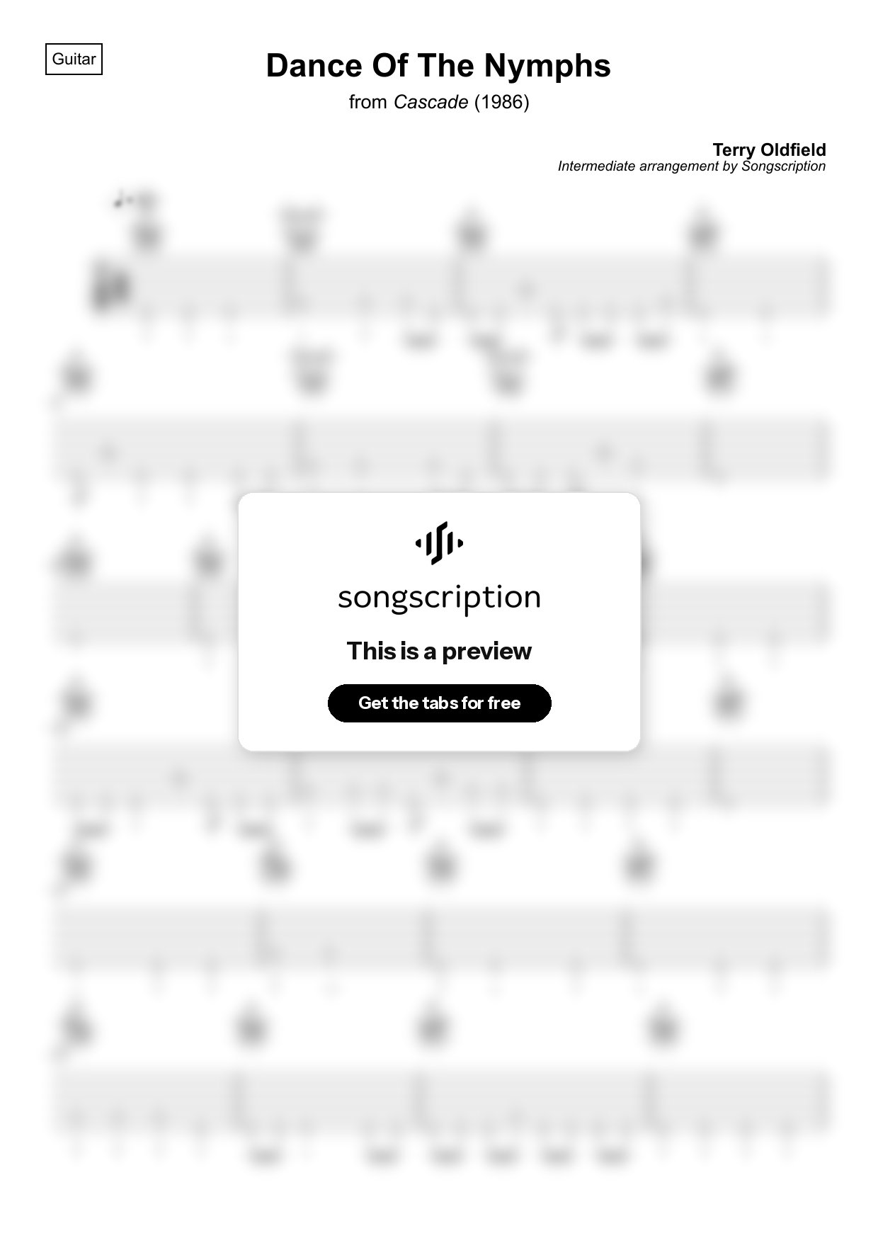 Intermediate Acoustic Guitar Tabs for "Dance Of The Nymphs" by Terry Oldfield