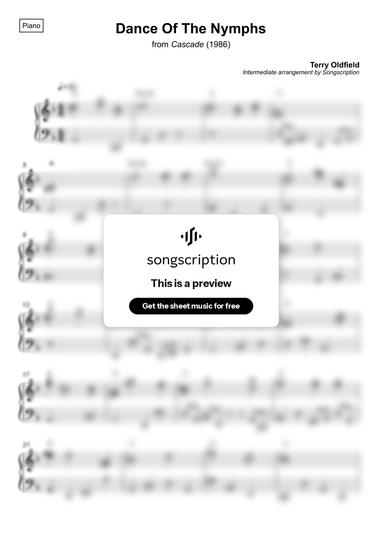 Intermediate Piano Sheet Music for "Dance Of The Nymphs" by Terry Oldfield