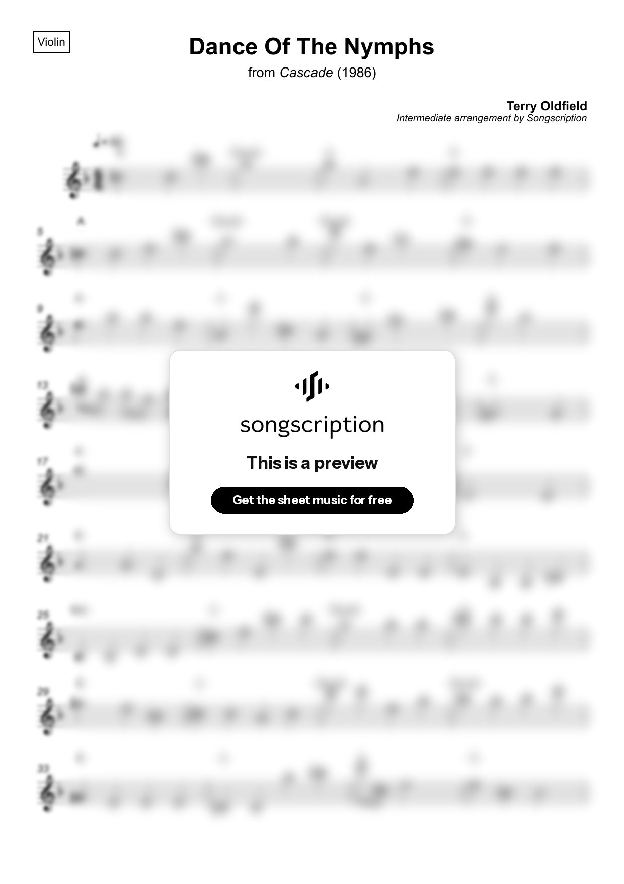 Intermediate Violin Sheet Music for "Dance Of The Nymphs" by Terry Oldfield