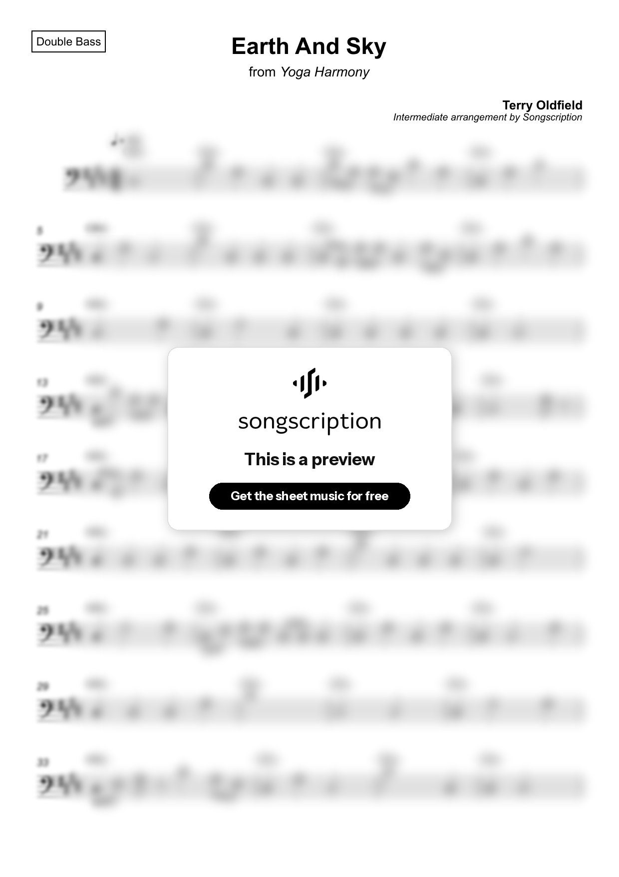 Intermediate Double Bass Sheet Music for "Earth And Sky" by Terry Oldfield