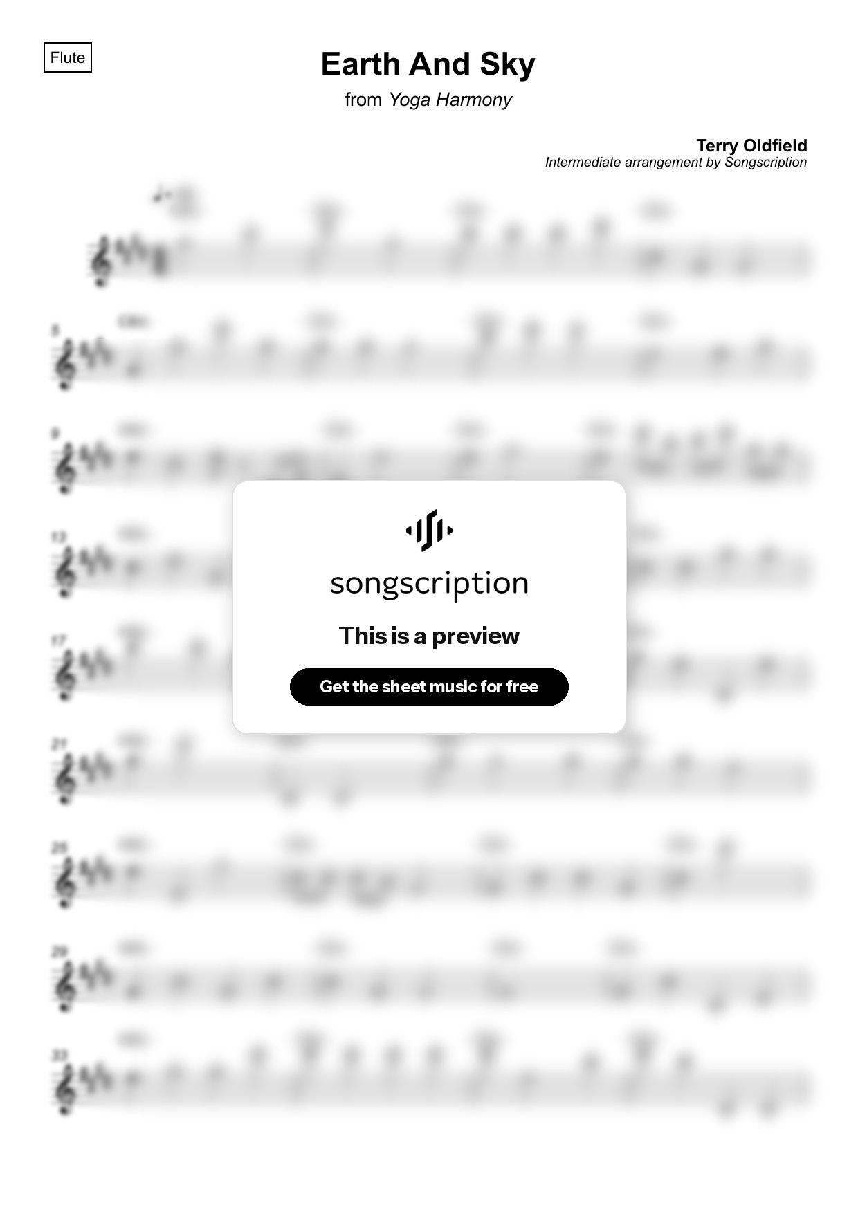 Intermediate Flute Sheet Music for "Earth And Sky" by Terry Oldfield