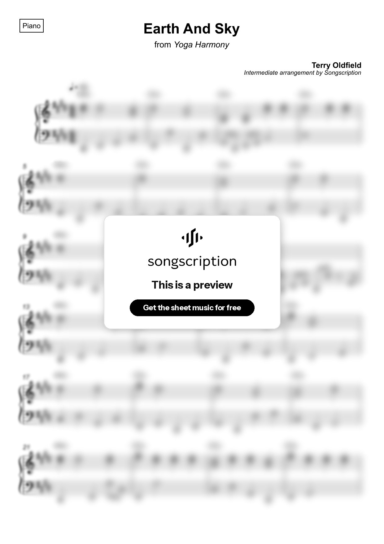 Intermediate Piano Sheet Music for "Earth And Sky" by Terry Oldfield