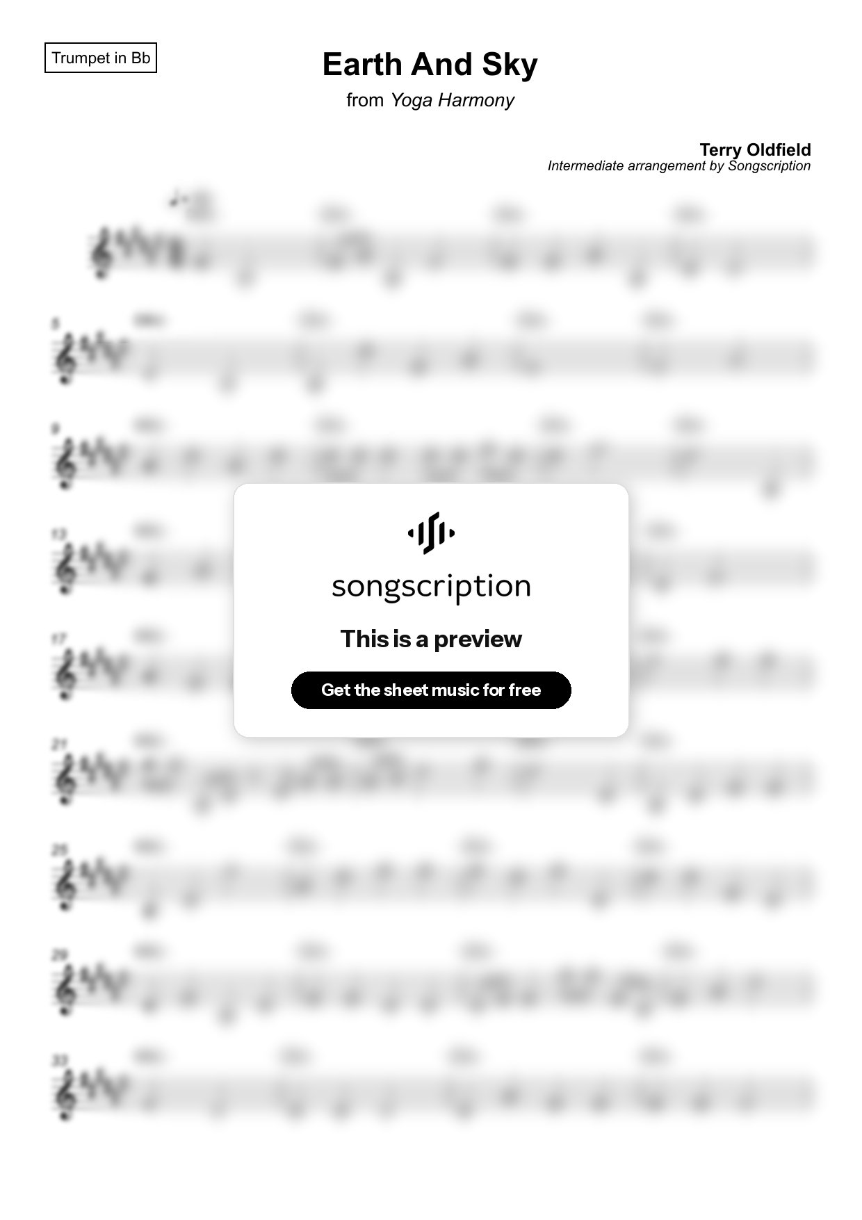 Intermediate Trumpet Sheet Music for "Earth And Sky" by Terry Oldfield