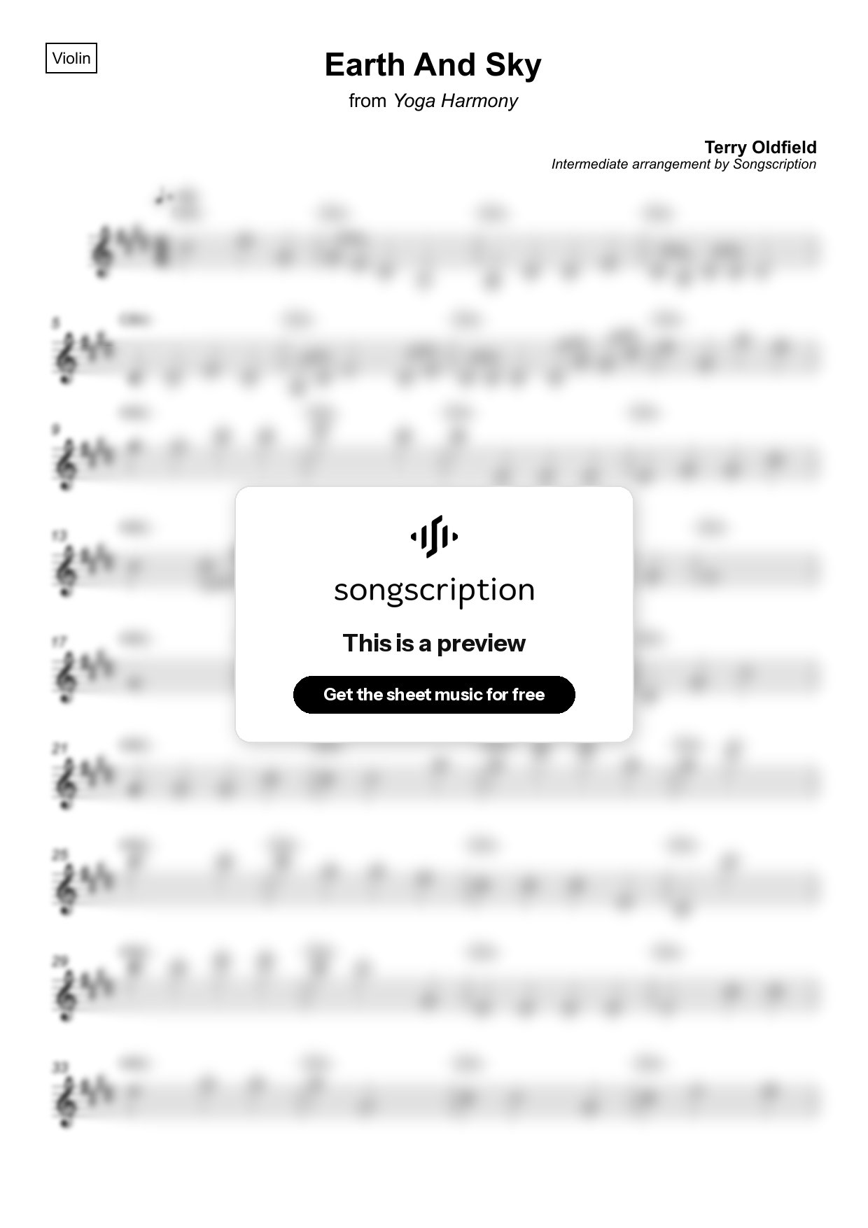Intermediate Violin Sheet Music for "Earth And Sky" by Terry Oldfield