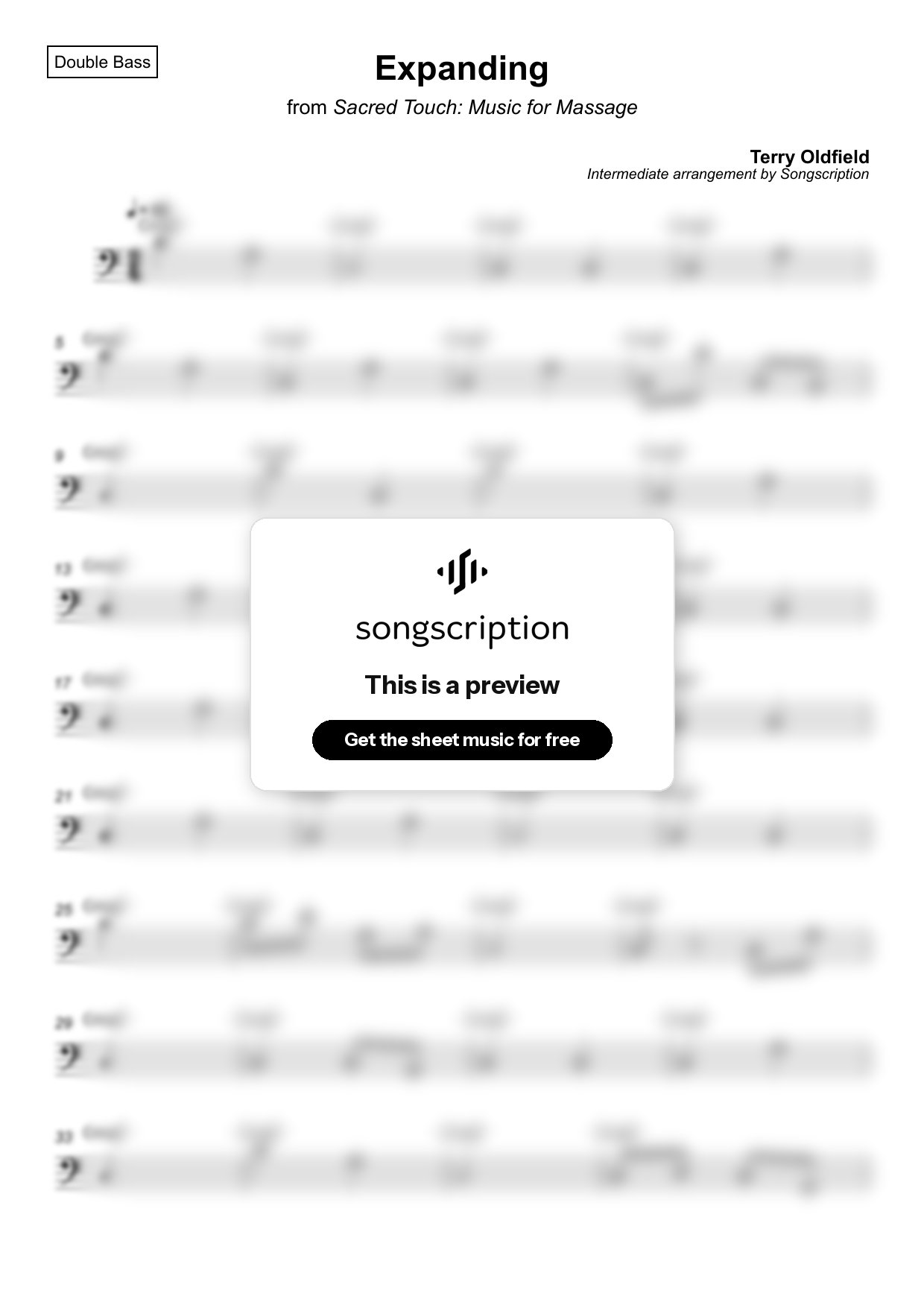 Intermediate Double Bass Sheet Music for "Expanding" by Terry Oldfield