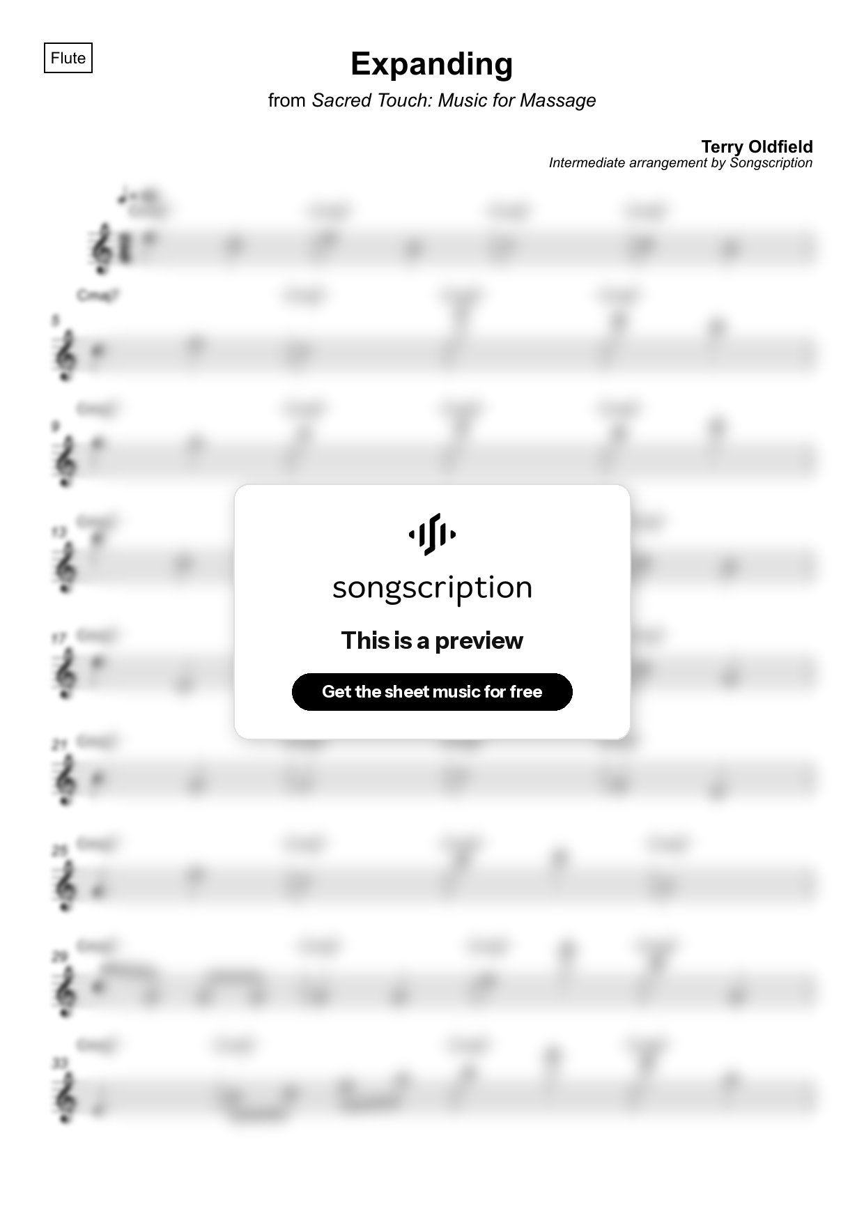 Intermediate Flute Sheet Music for "Expanding" by Terry Oldfield