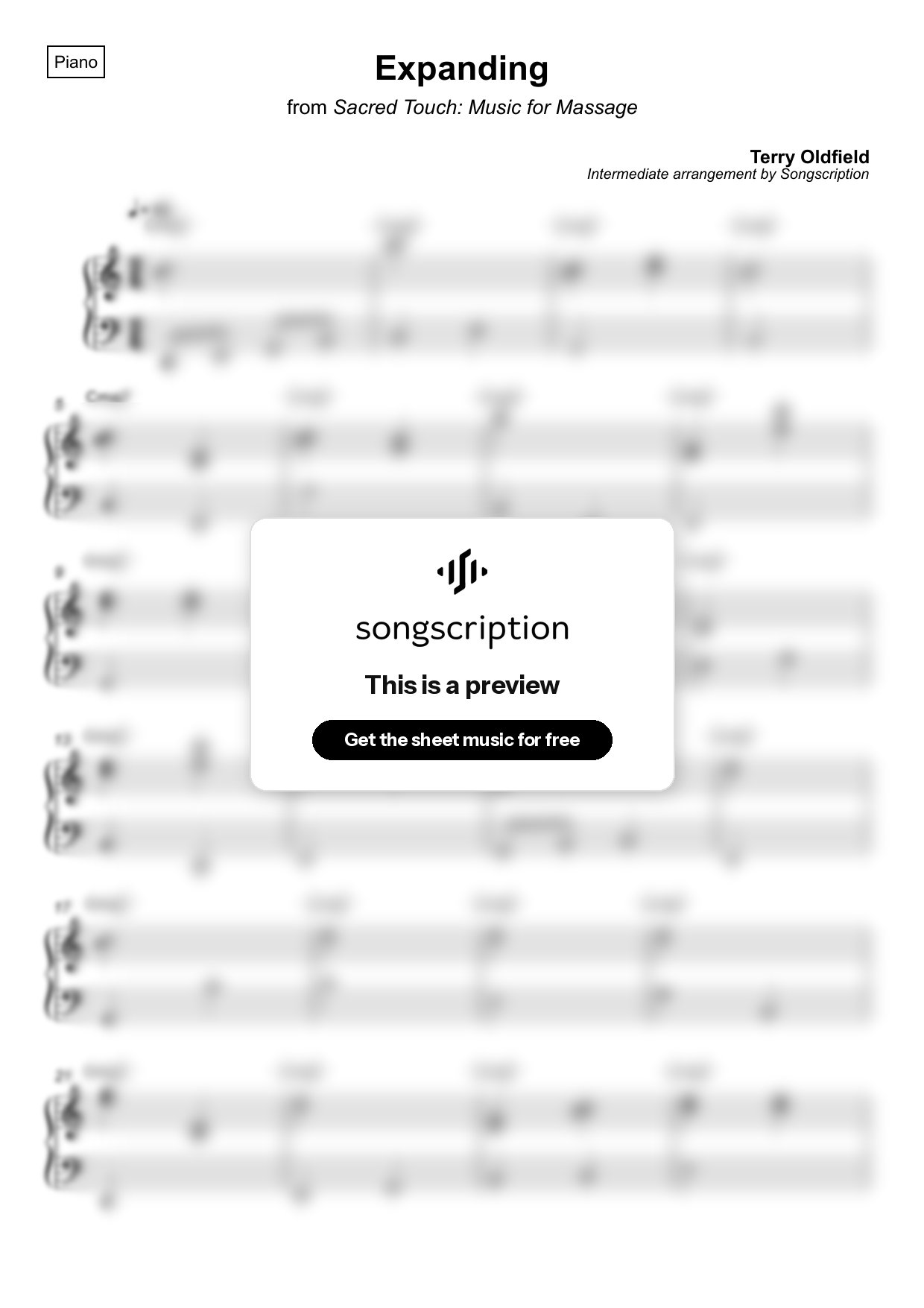Intermediate Piano Sheet Music for "Expanding" by Terry Oldfield