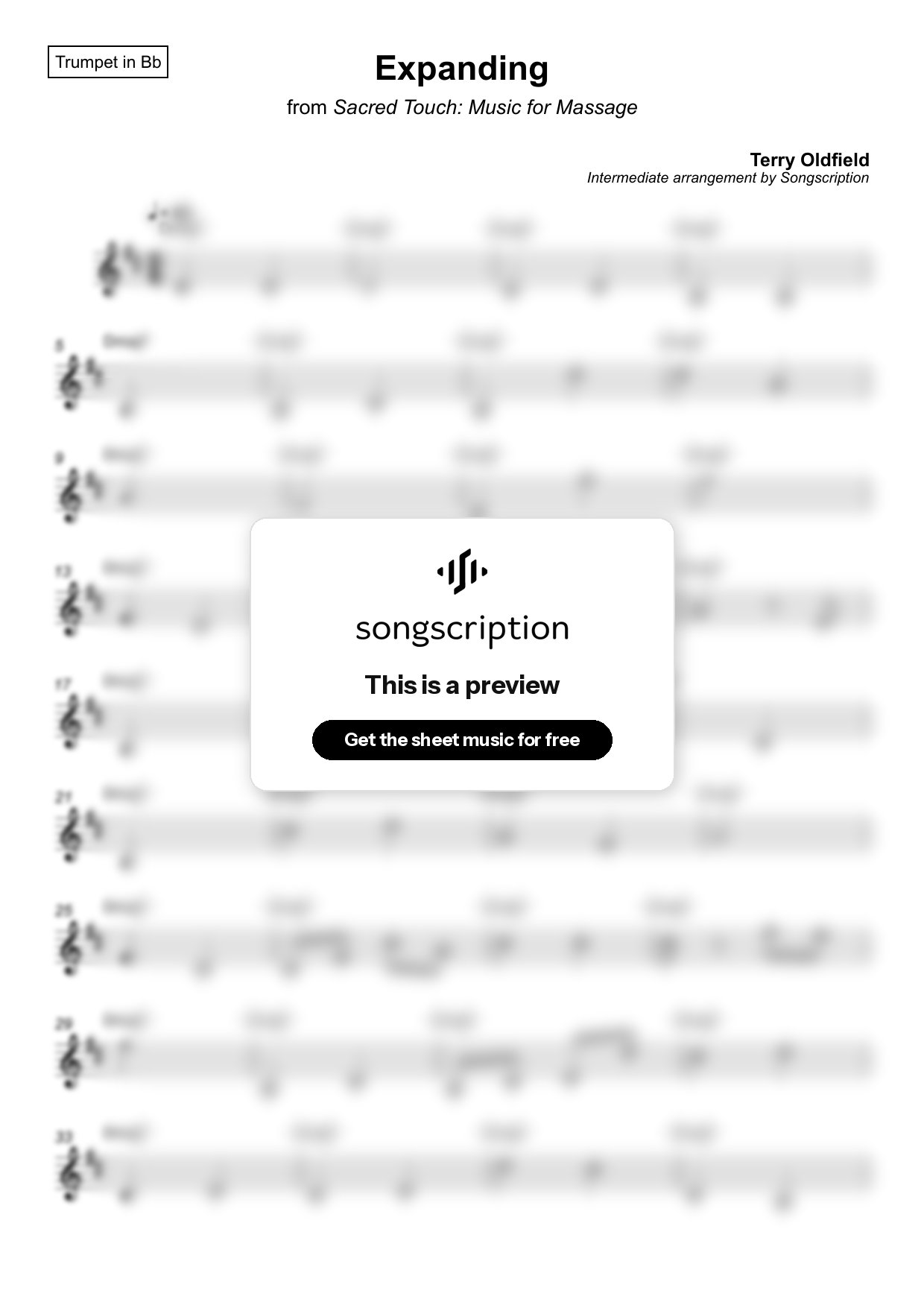 Intermediate Trumpet Sheet Music for "Expanding" by Terry Oldfield