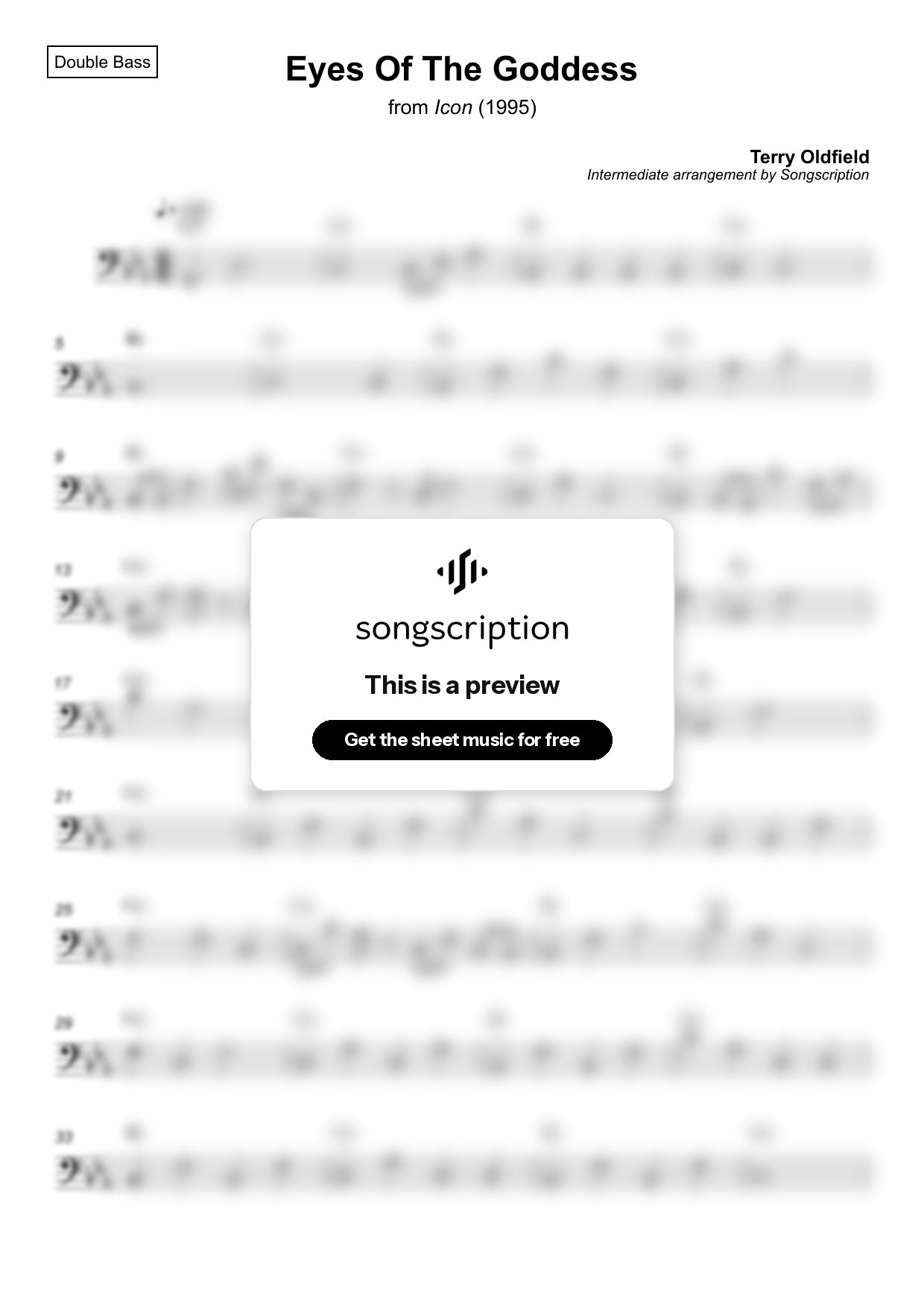 Intermediate Double Bass Sheet Music for "Eyes Of The Goddess" by Terry Oldfield