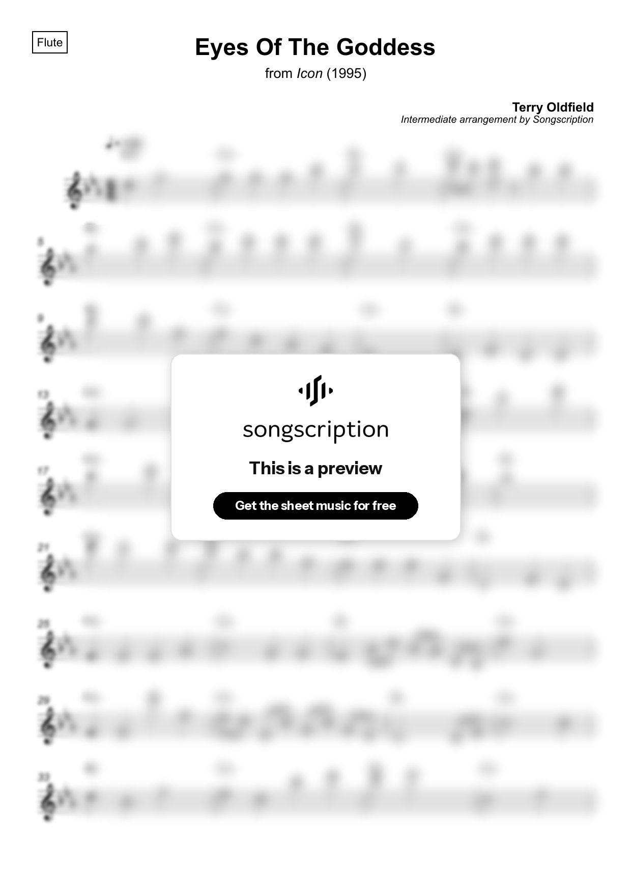 Intermediate Flute Sheet Music for "Eyes Of The Goddess" by Terry Oldfield