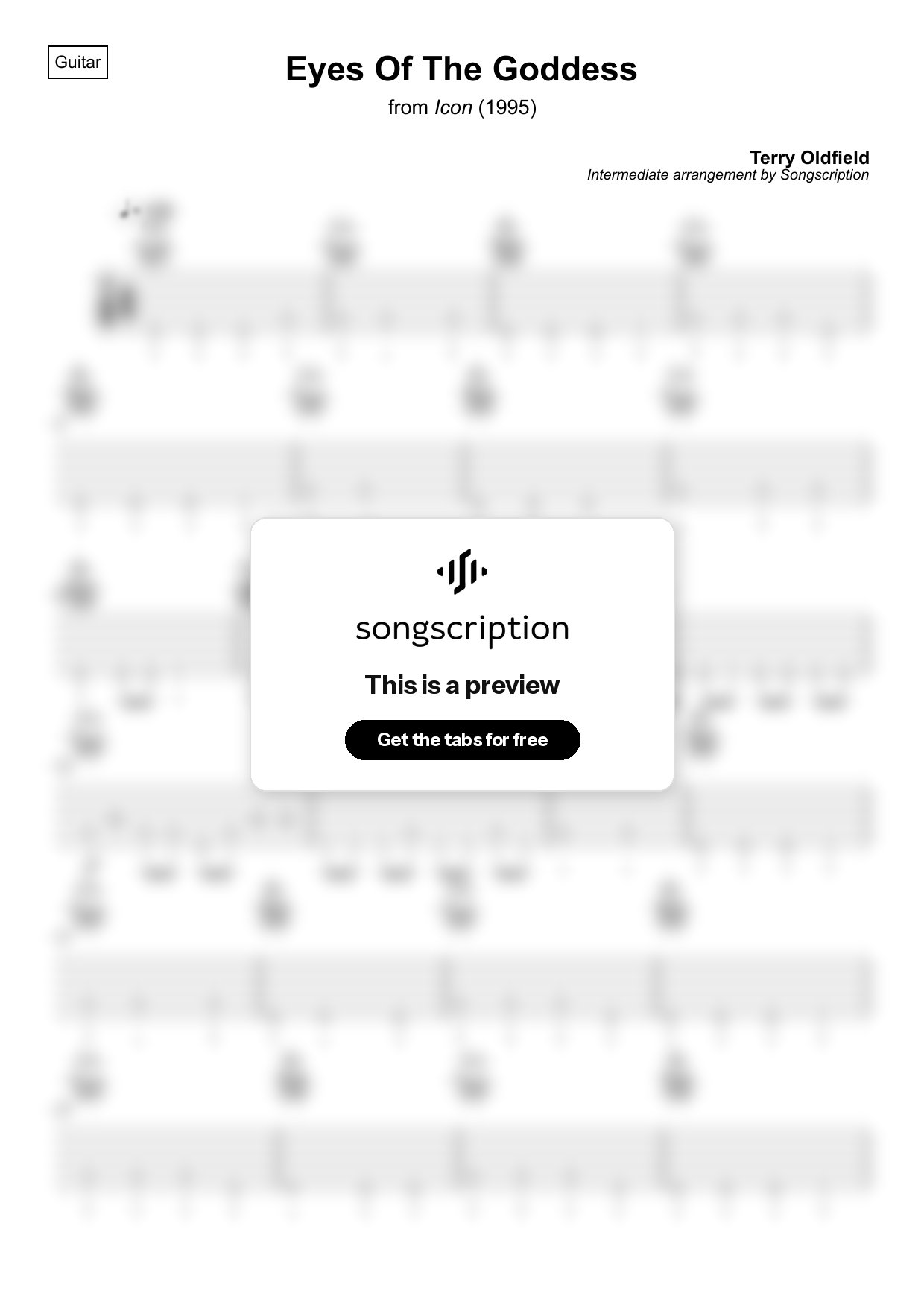 Intermediate Acoustic Guitar Tabs for "Eyes Of The Goddess" by Terry Oldfield