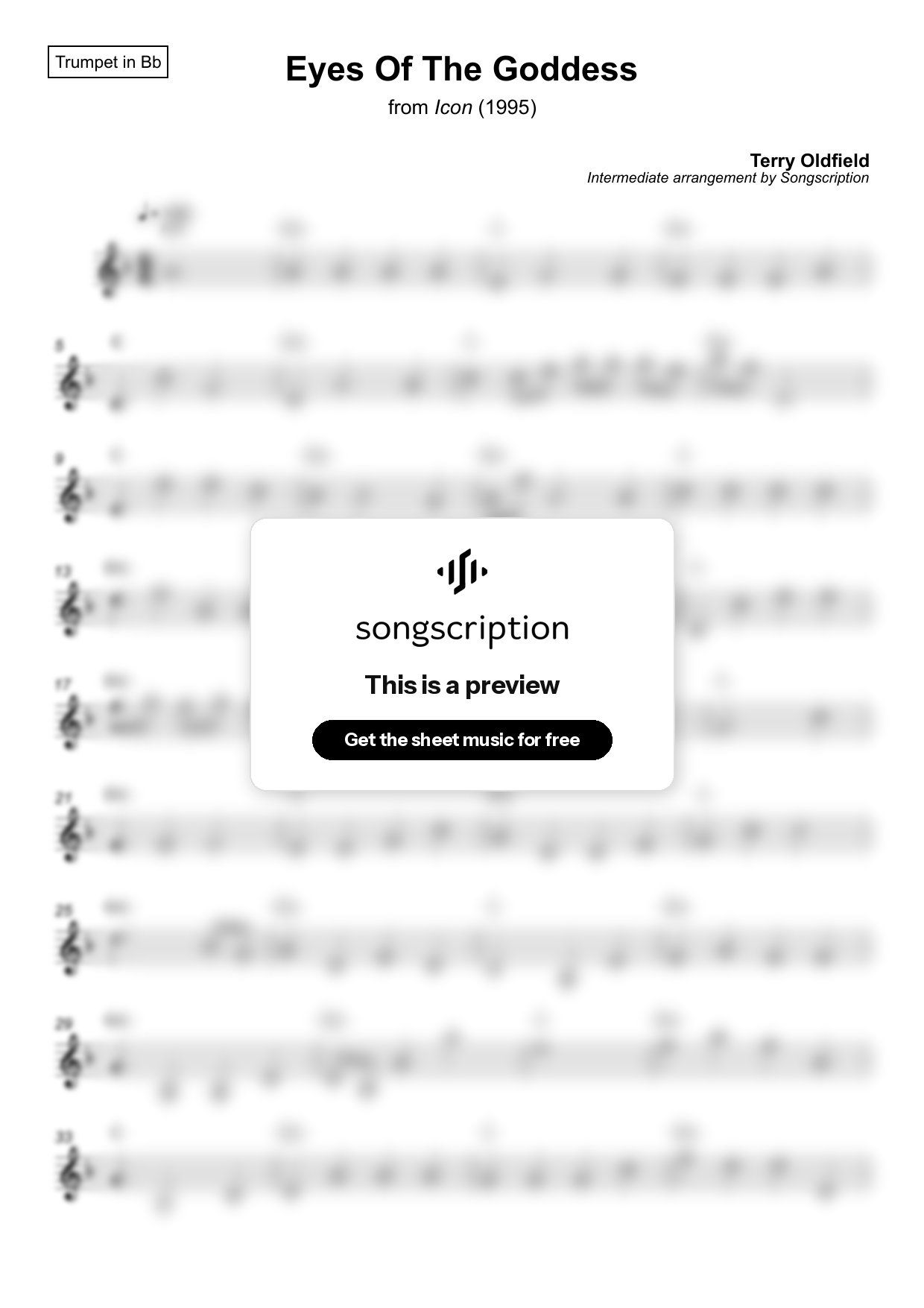 Intermediate Trumpet Sheet Music for "Eyes Of The Goddess" by Terry Oldfield