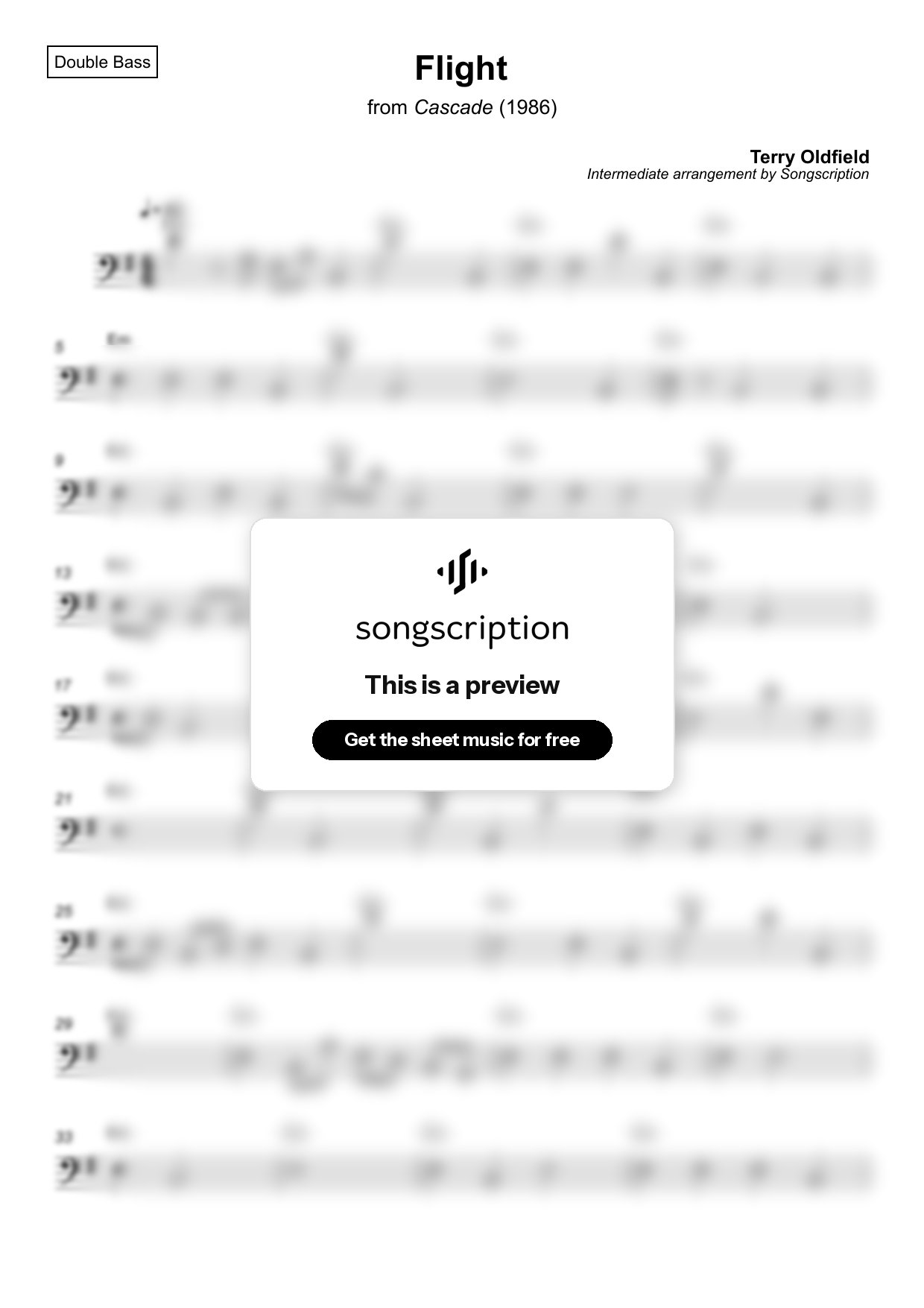 Intermediate Double Bass Sheet Music for "Flight" by Terry Oldfield