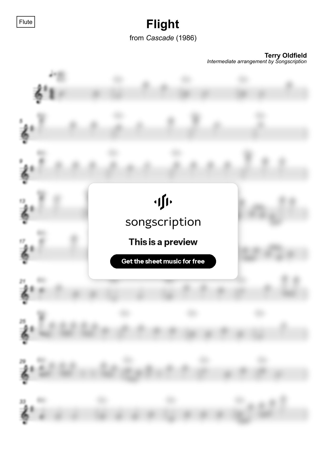 Intermediate Flute Sheet Music for "Flight" by Terry Oldfield