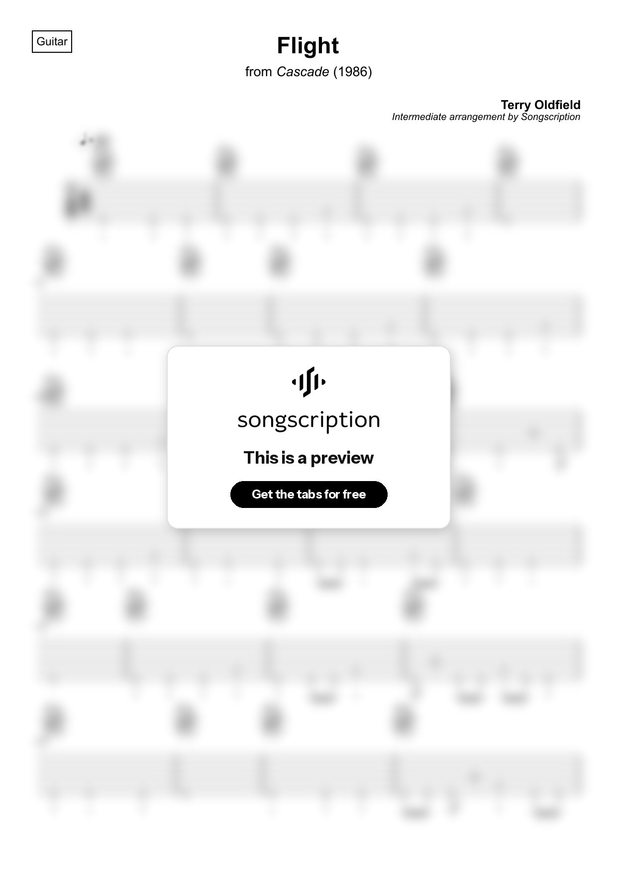 Intermediate Acoustic Guitar Tabs for "Flight" by Terry Oldfield