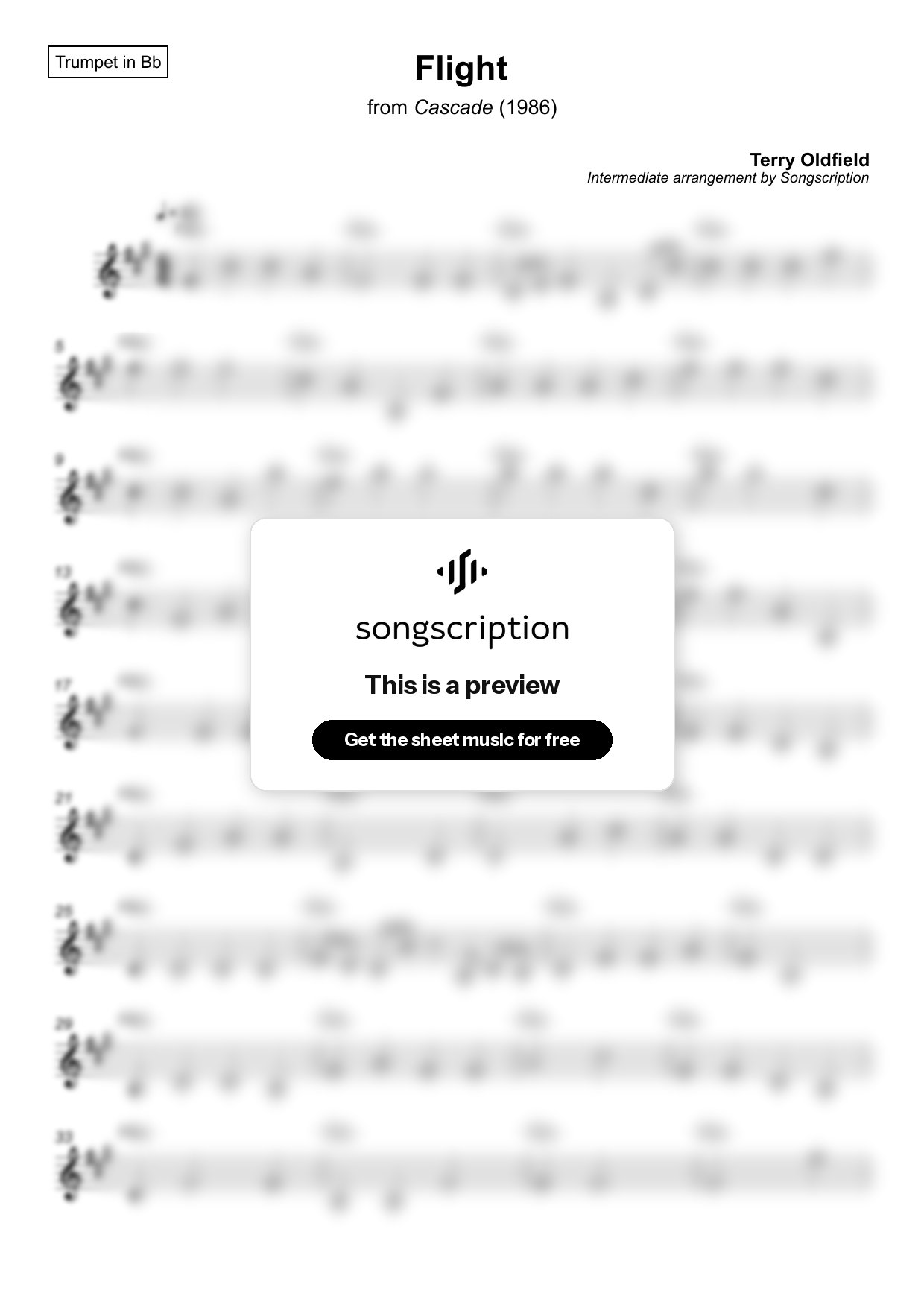 Intermediate Trumpet Sheet Music for "Flight" by Terry Oldfield
