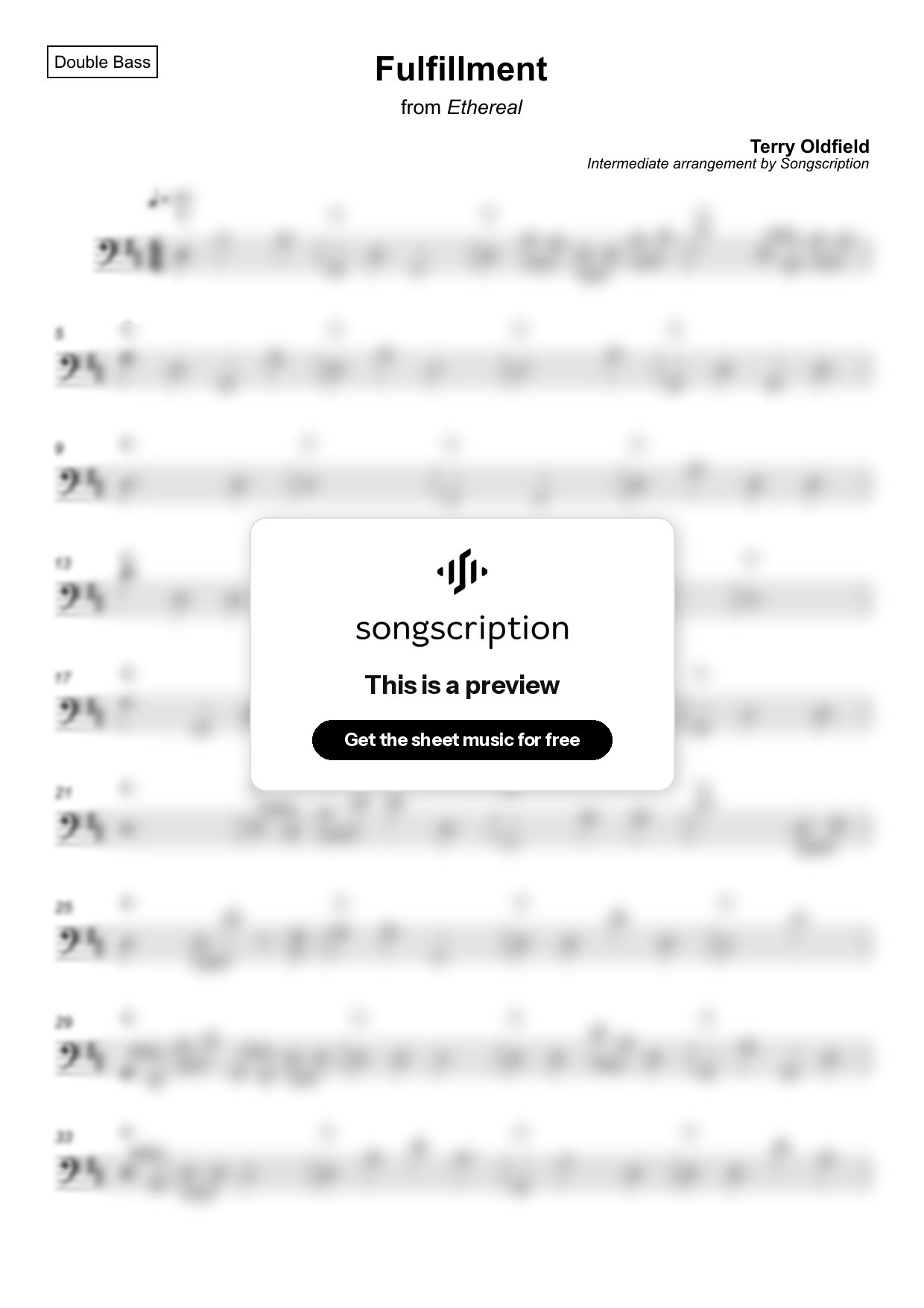 Intermediate Double Bass Sheet Music for "Fulfillment" by Terry Oldfield
