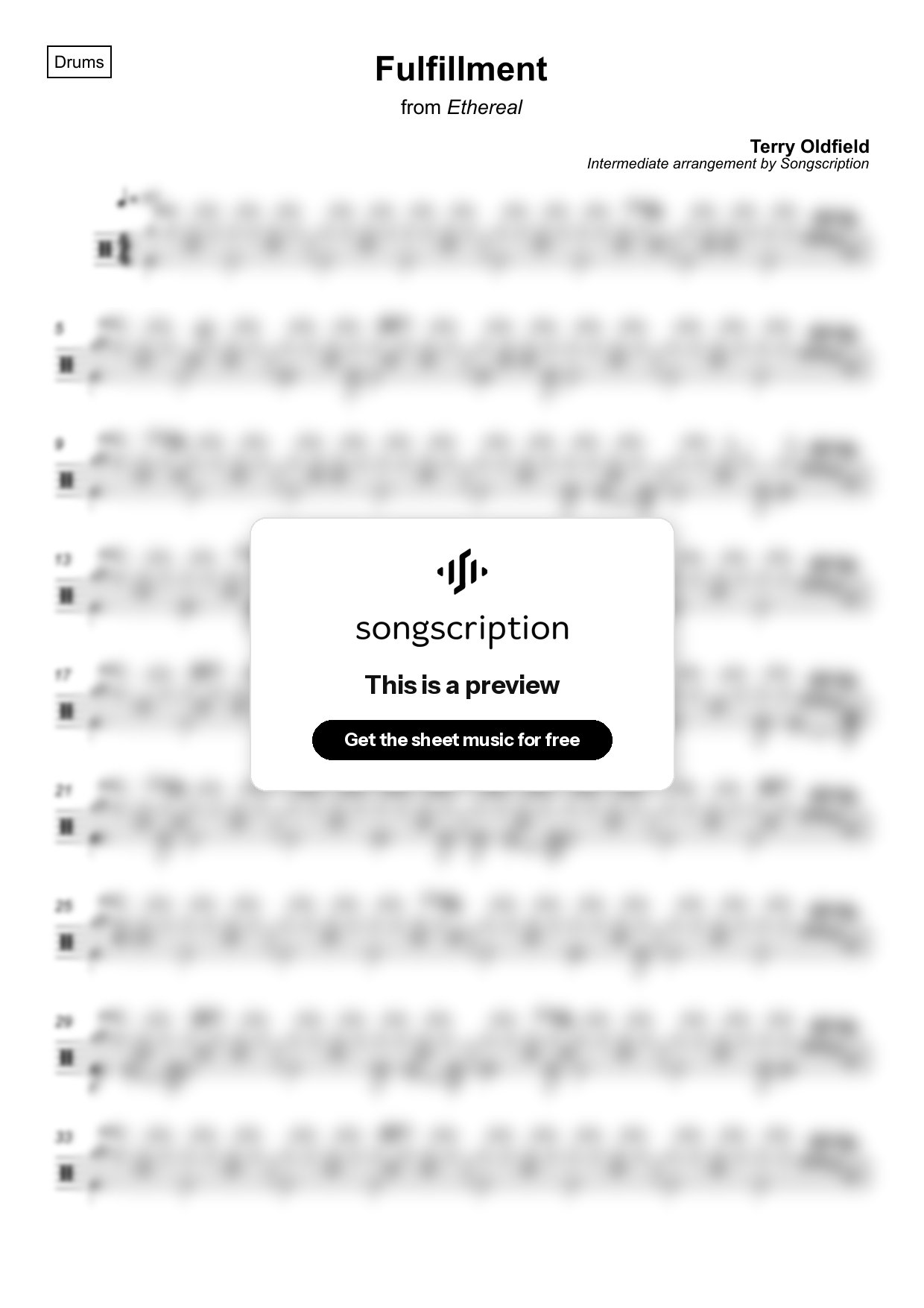 Intermediate Drums Sheet Music for "Fulfillment" by Terry Oldfield