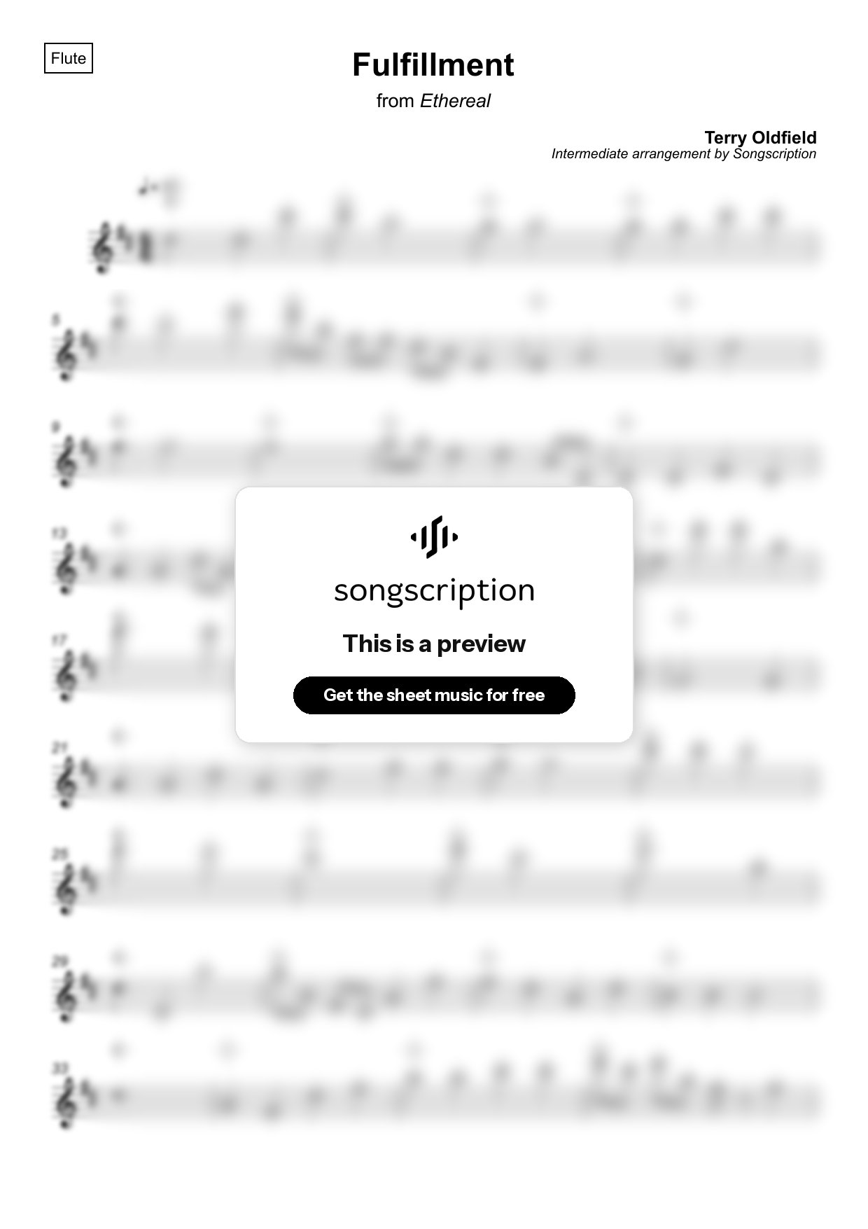 Intermediate Flute Sheet Music for "Fulfillment" by Terry Oldfield