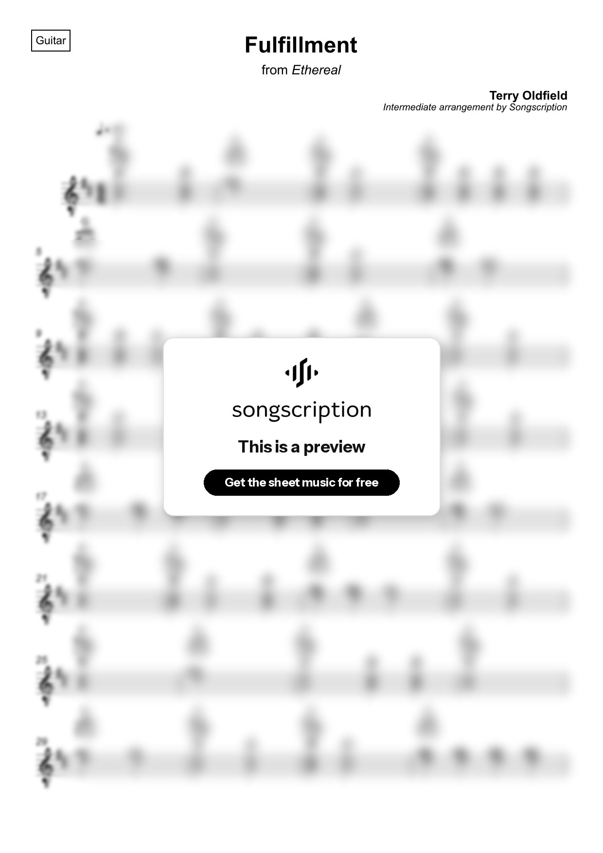Intermediate Acoustic Guitar Sheet Music for "Fulfillment" by Terry Oldfield