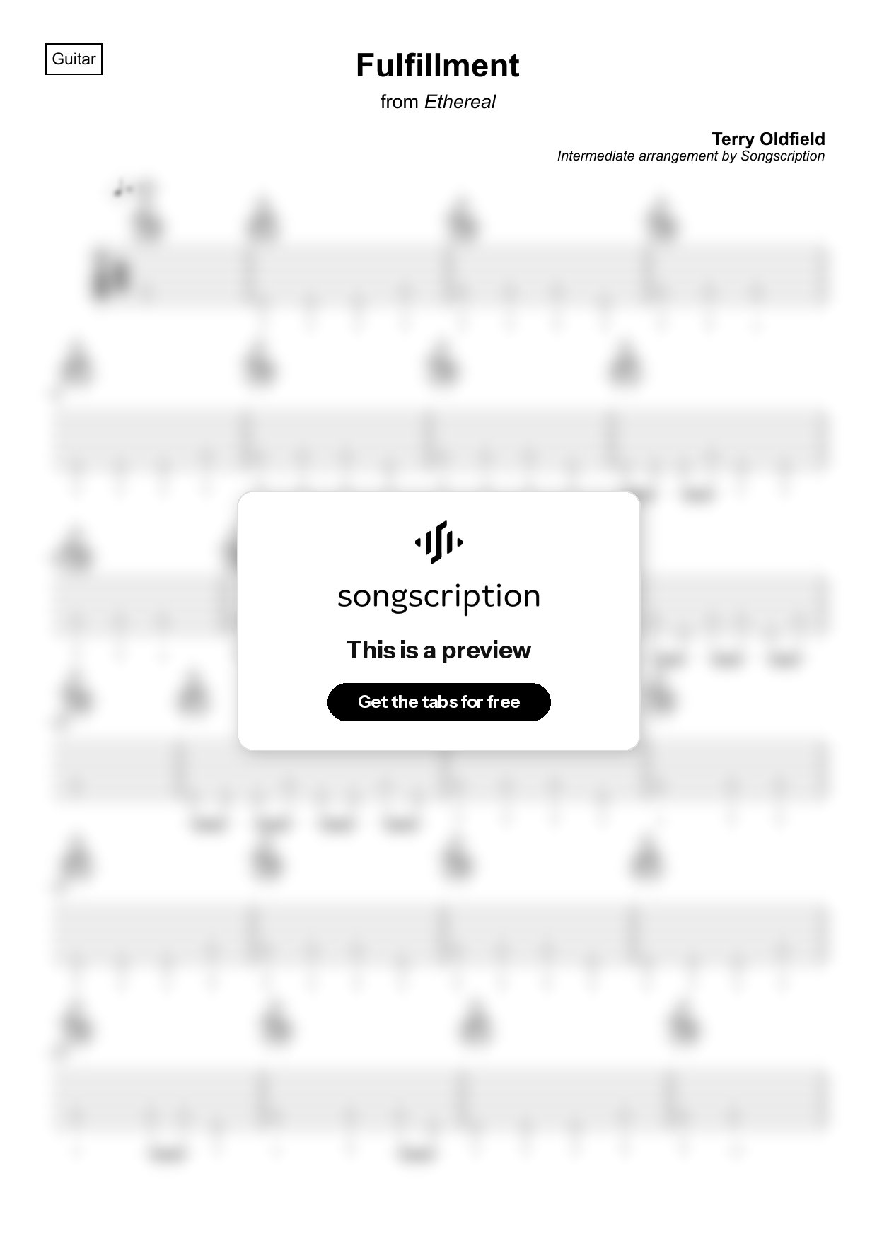 Intermediate Acoustic Guitar Tabs for "Fulfillment" by Terry Oldfield