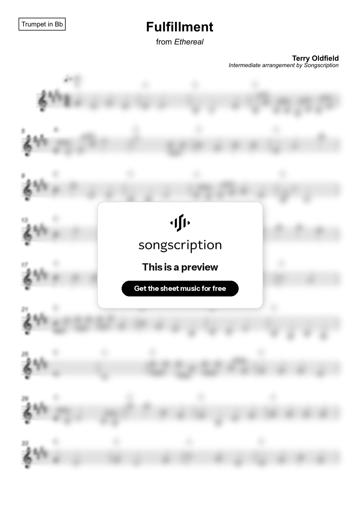 Intermediate Trumpet Sheet Music for "Fulfillment" by Terry Oldfield
