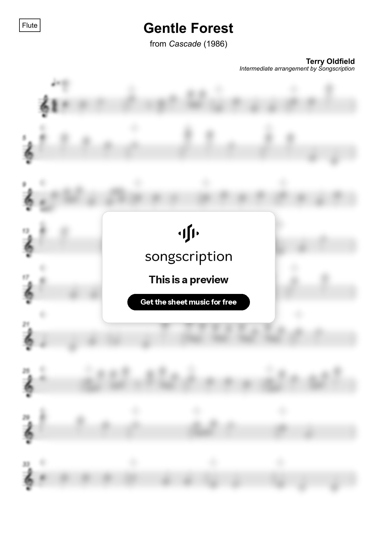 Intermediate Flute Sheet Music for "Gentle Forest" by Terry Oldfield