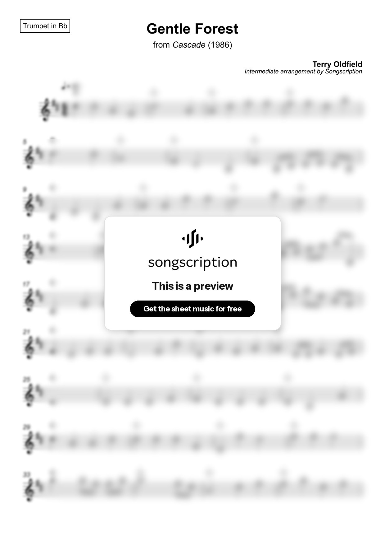 Intermediate Trumpet Sheet Music for "Gentle Forest" by Terry Oldfield