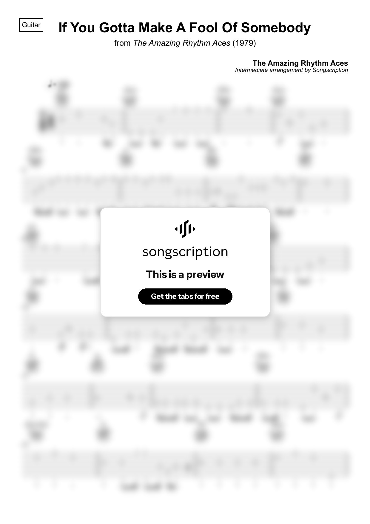 Intermediate Acoustic Guitar Tabs for "If You Gotta Make A Fool Of Somebody" by The Amazing Rhythm Aces