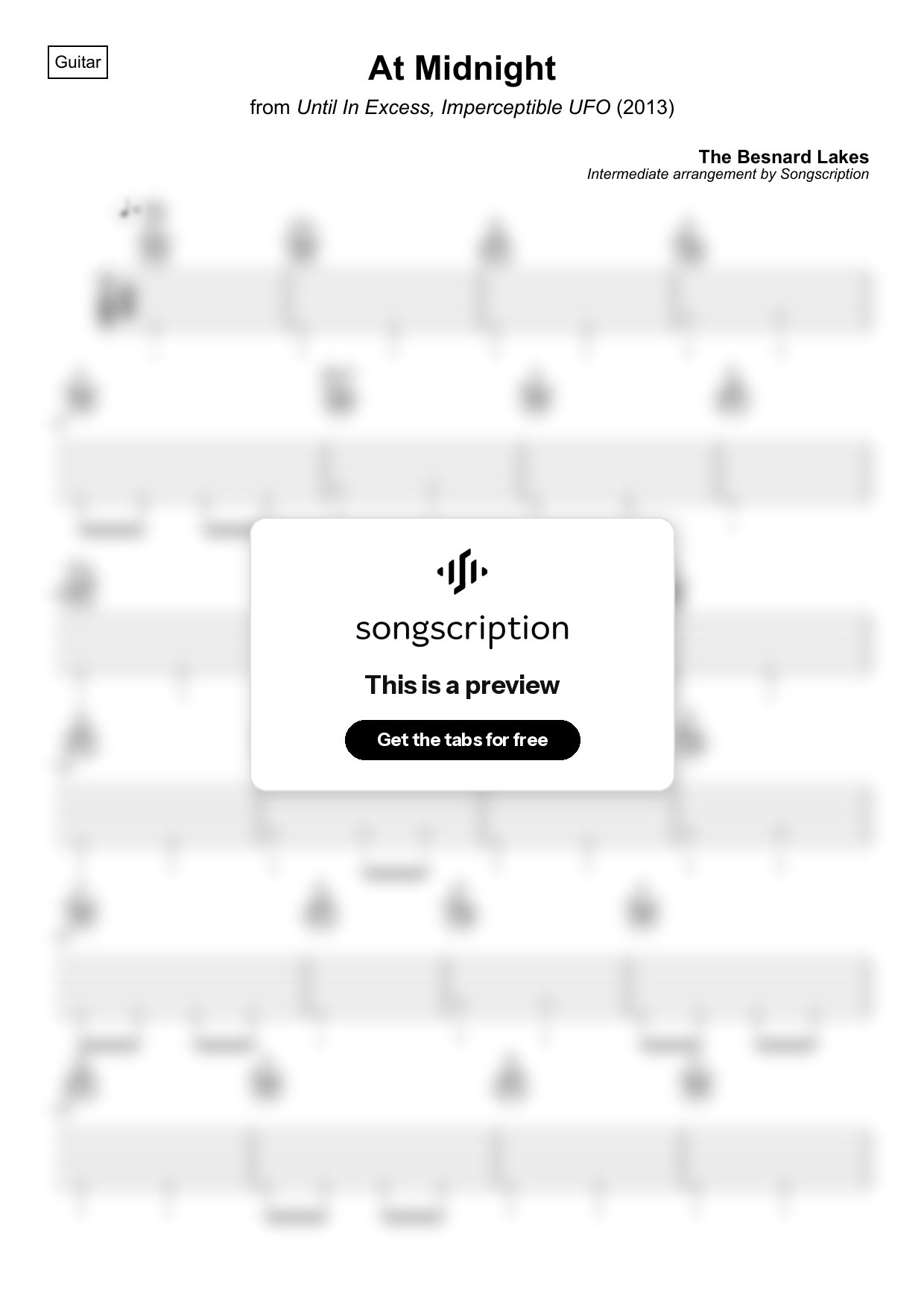 Intermediate Acoustic Guitar Tabs for "At Midnight" by The Besnard Lakes