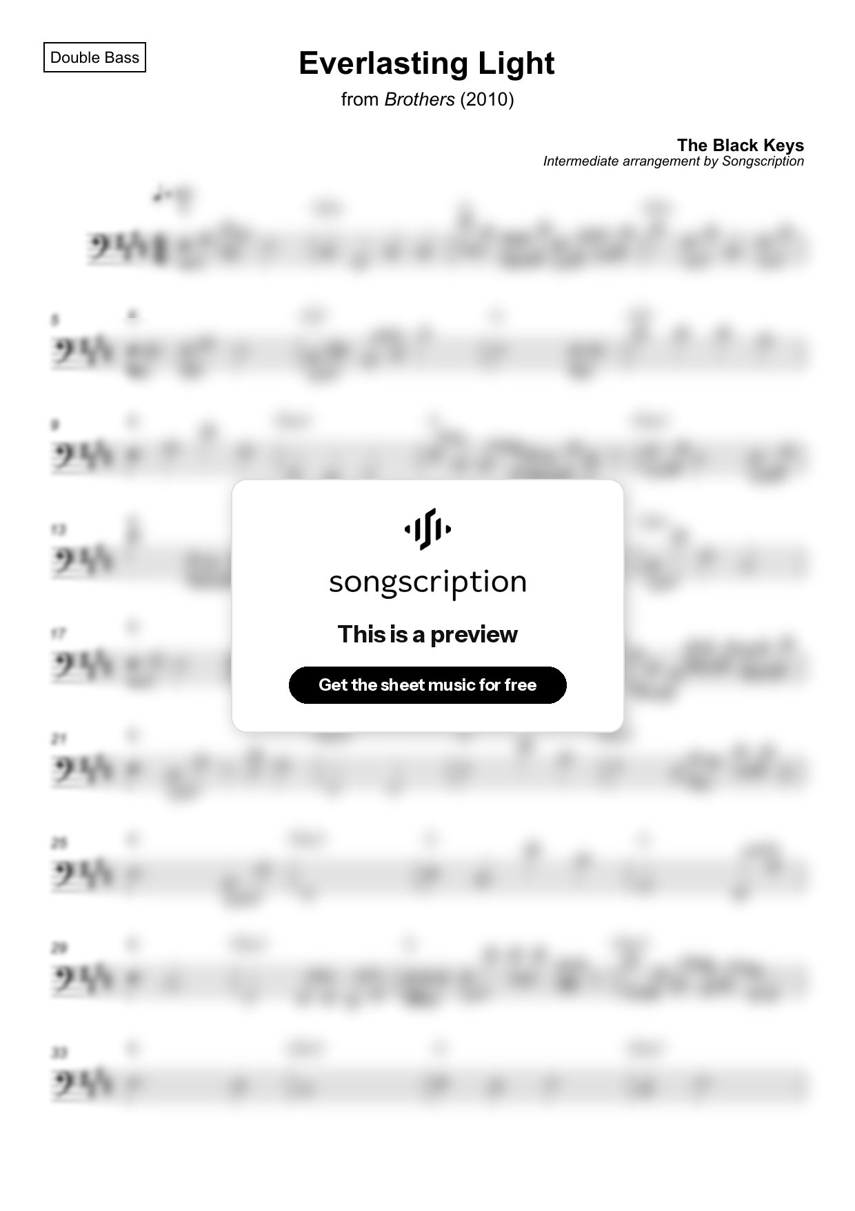 Intermediate Double Bass Sheet Music for "Everlasting Light" by The Black Keys
