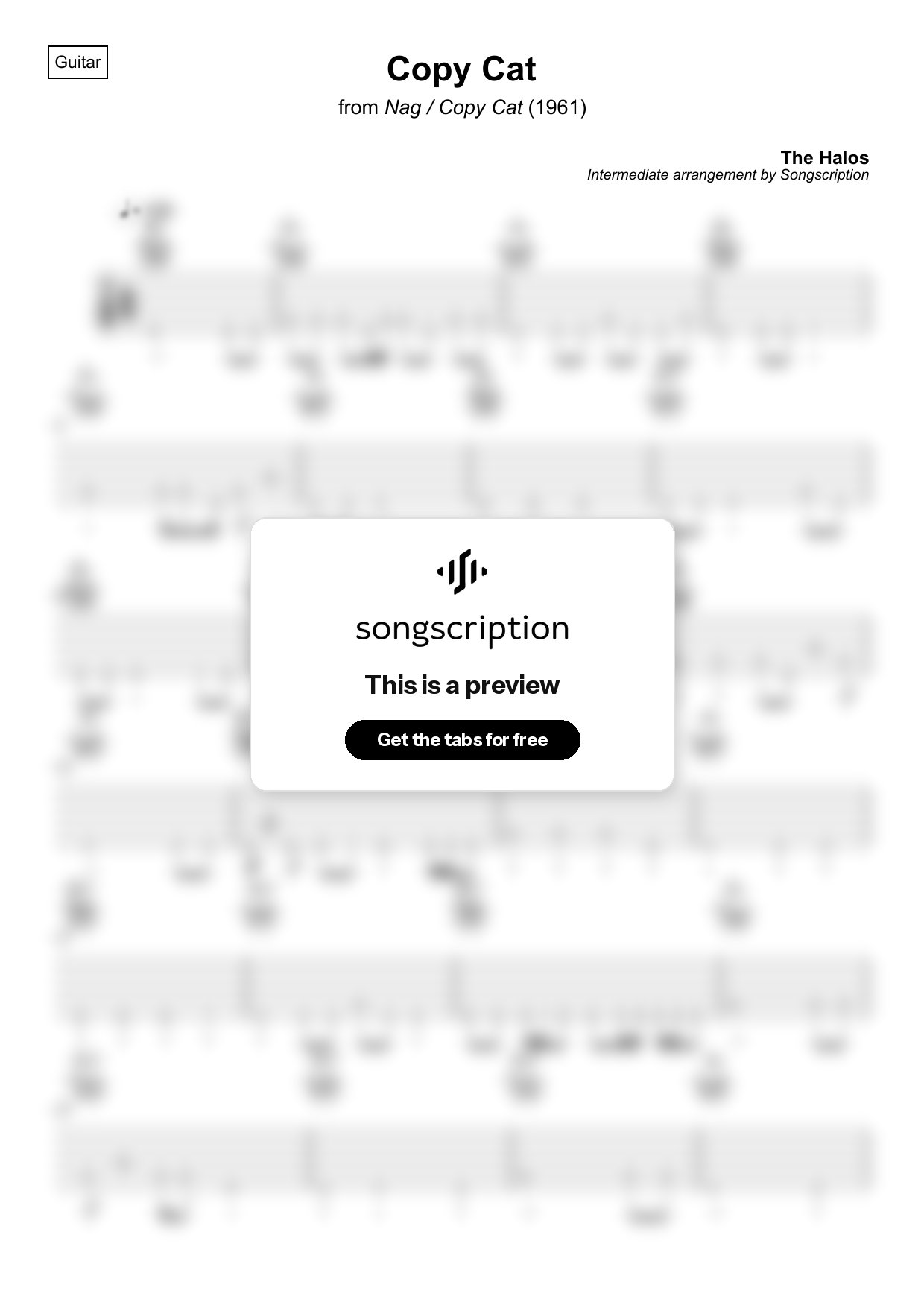 Intermediate Acoustic Guitar Tabs for "Copy Cat" by The Halos