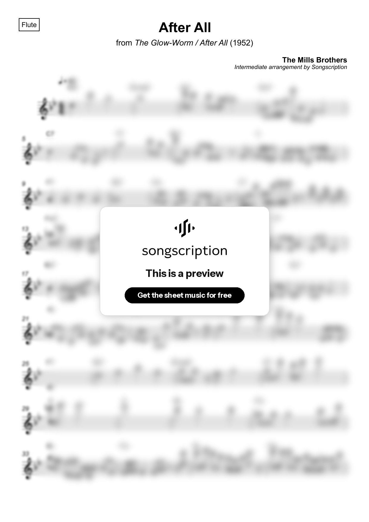 Intermediate Flute Sheet Music for "After All" by The Mills Brothers