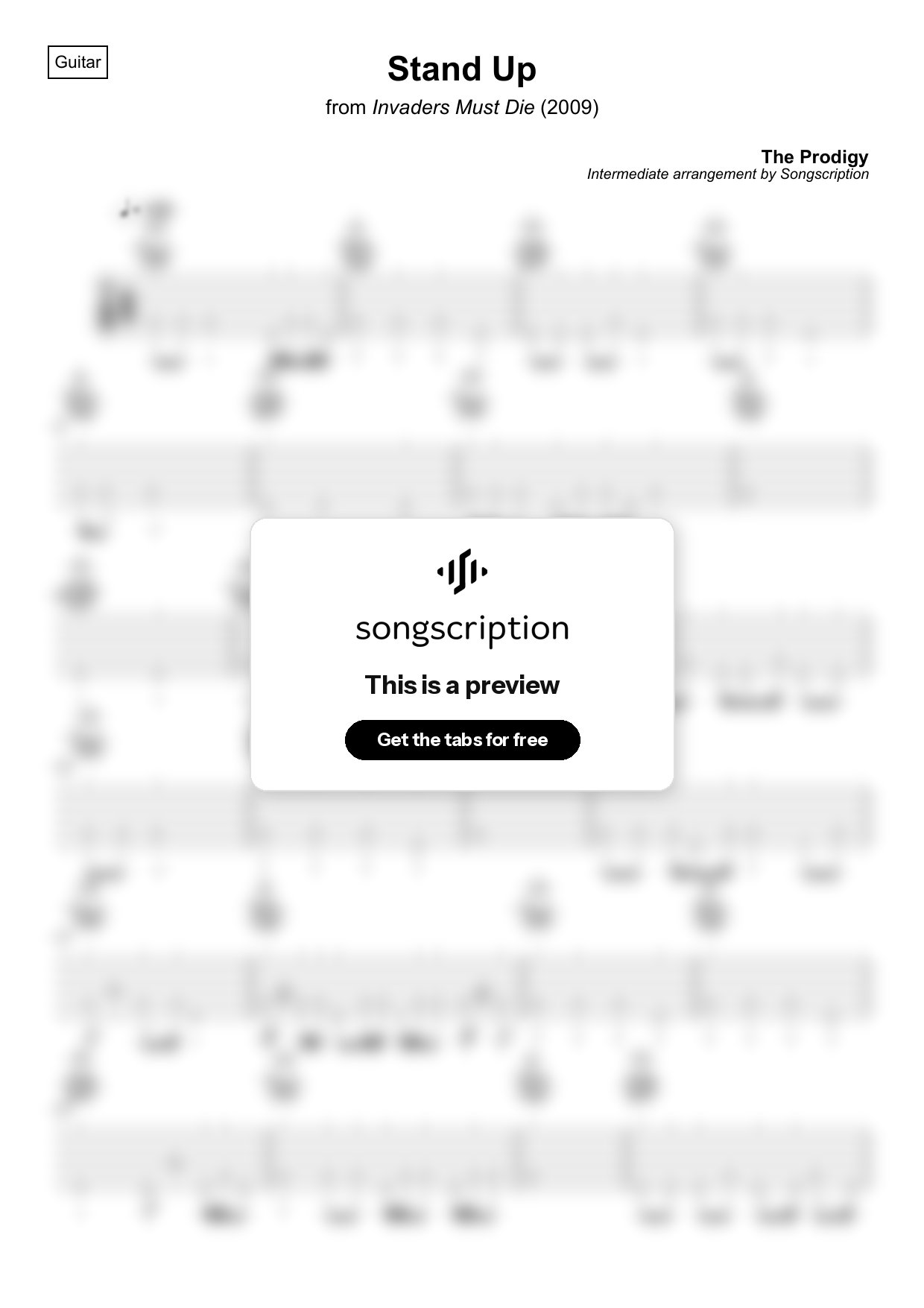 Intermediate Acoustic Guitar Tabs for "Stand Up" by The Prodigy