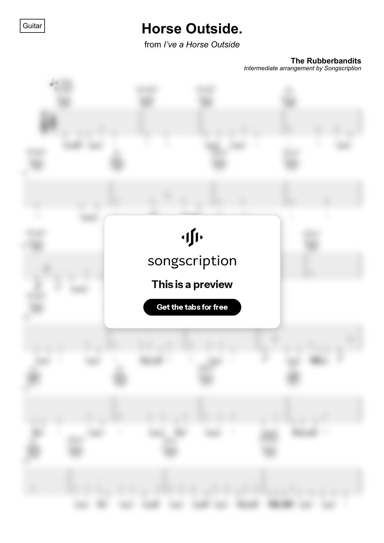 Intermediate Acoustic Guitar Tabs for "Horse Outside." by The Rubberbandits