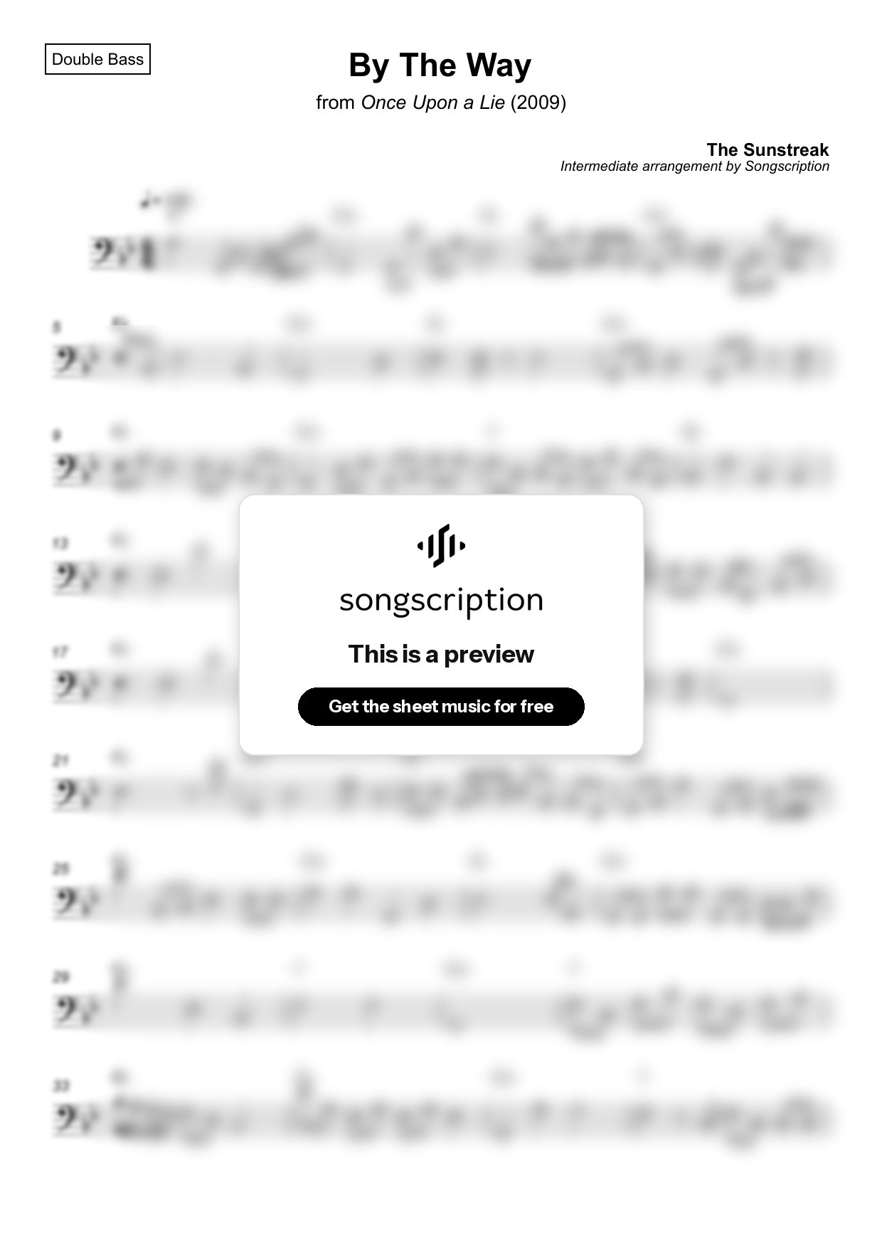 Intermediate Double Bass Sheet Music for "By The Way" by The Sunstreak