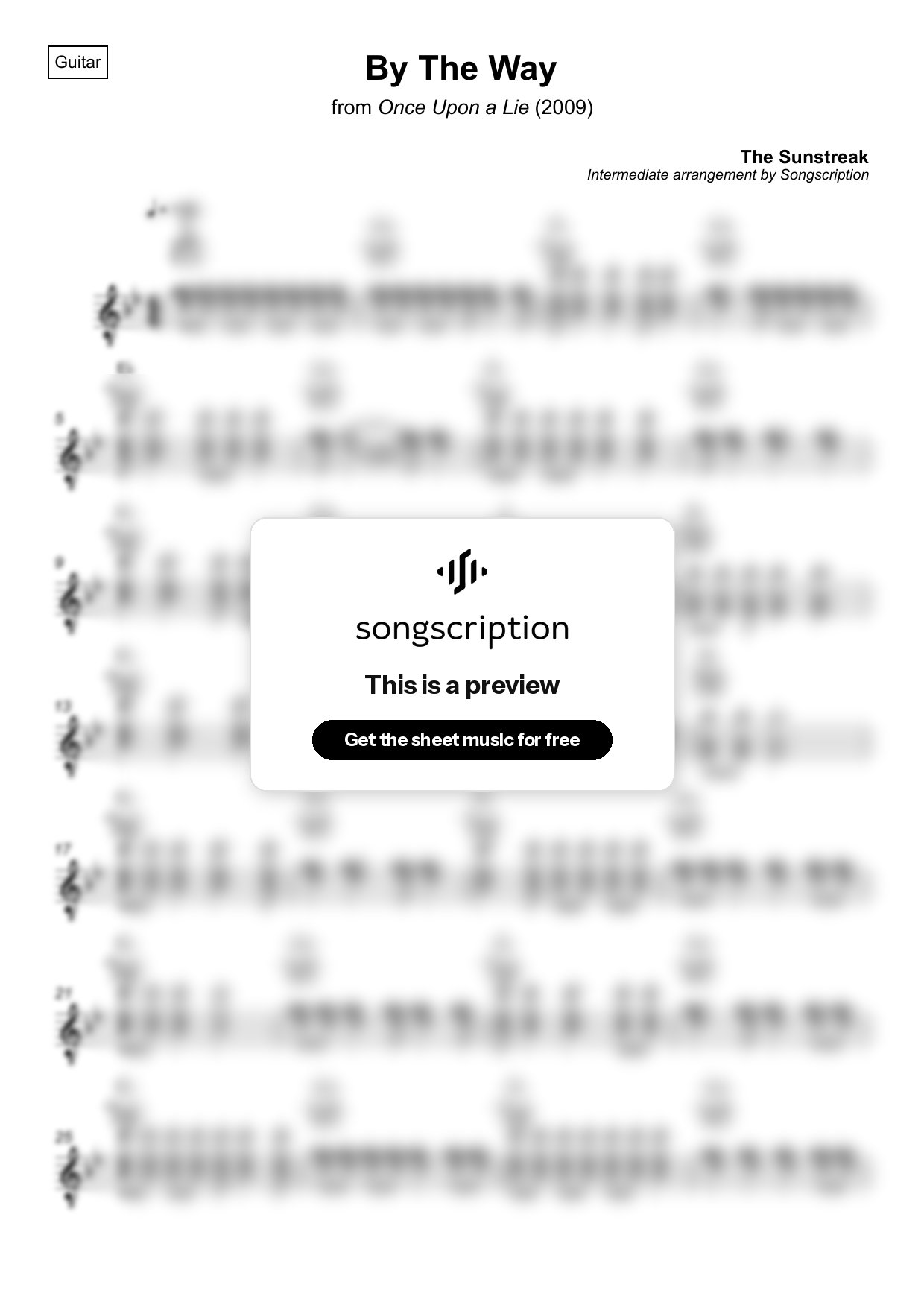 Intermediate Acoustic Guitar Sheet Music for "By The Way" by The Sunstreak