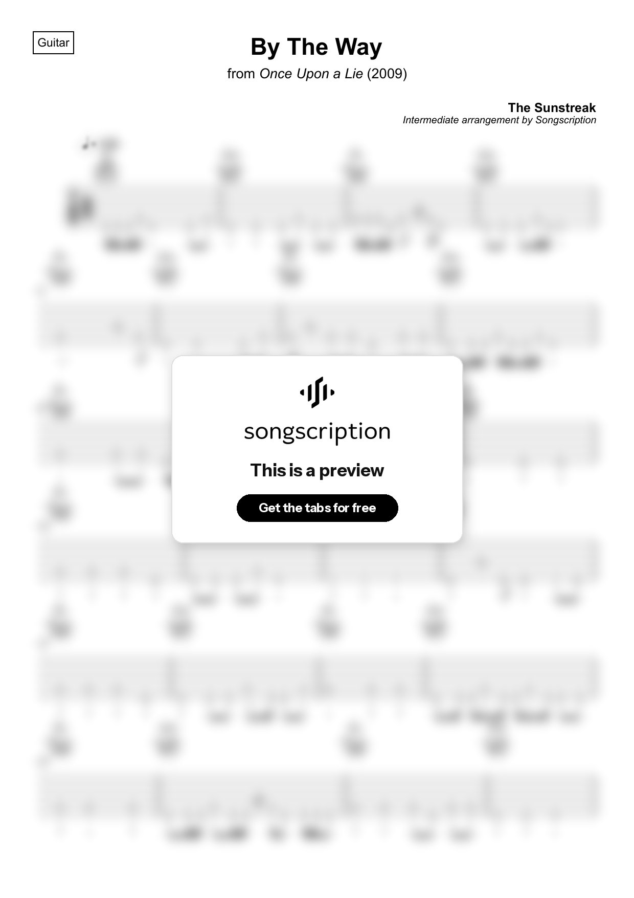 Intermediate Acoustic Guitar Tabs for "By The Way" by The Sunstreak