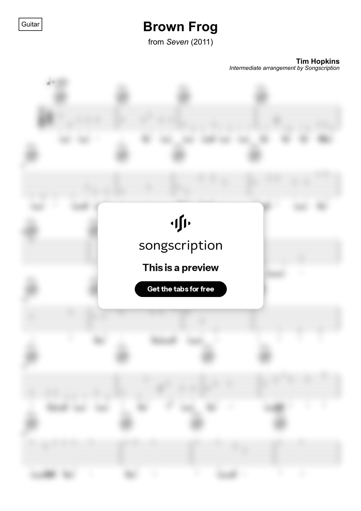Intermediate Acoustic Guitar Tabs for "Brown Frog" by Tim Hopkins