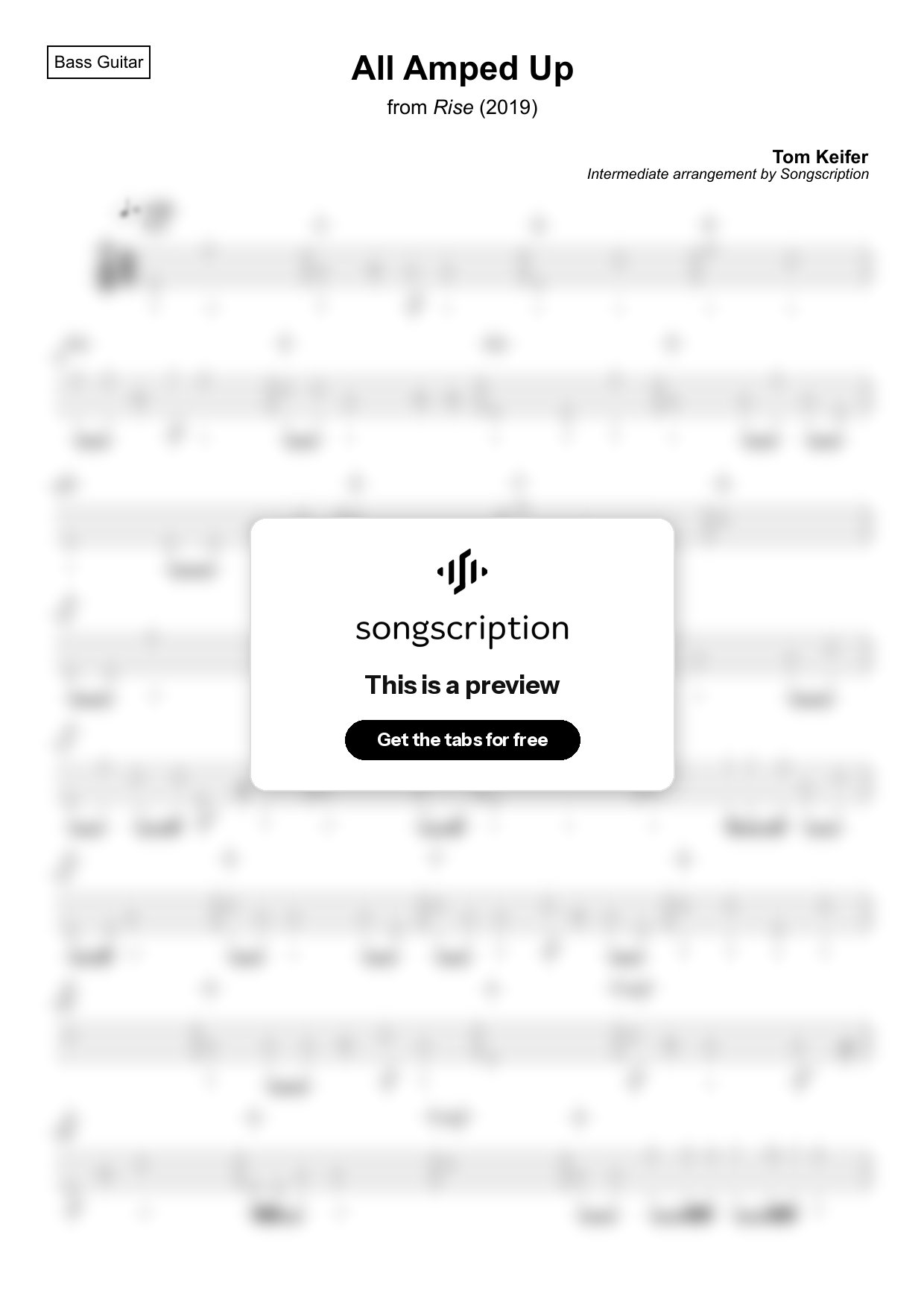 Intermediate Bass Guitar Tabs for "All Amped Up" by Tom Keifer