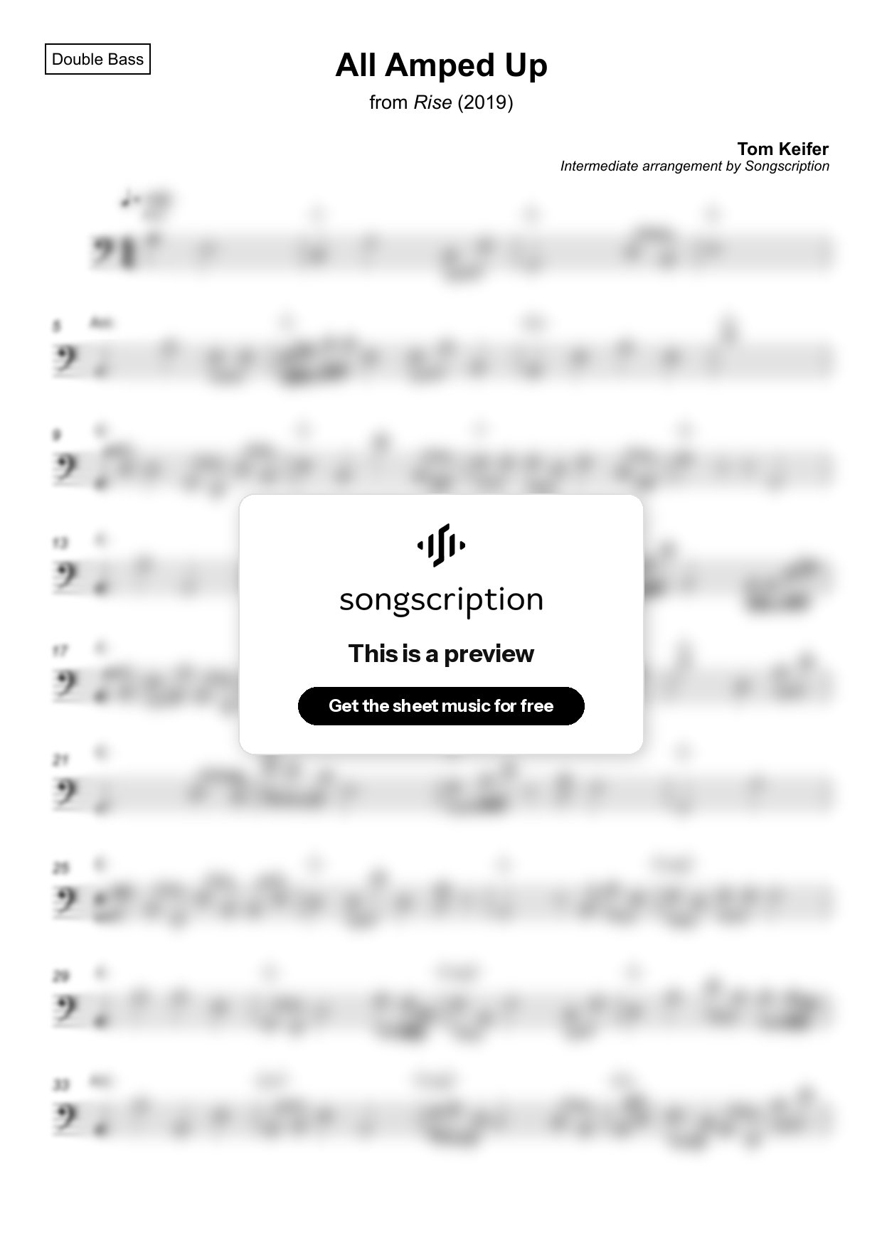 Intermediate Double Bass Sheet Music for "All Amped Up" by Tom Keifer