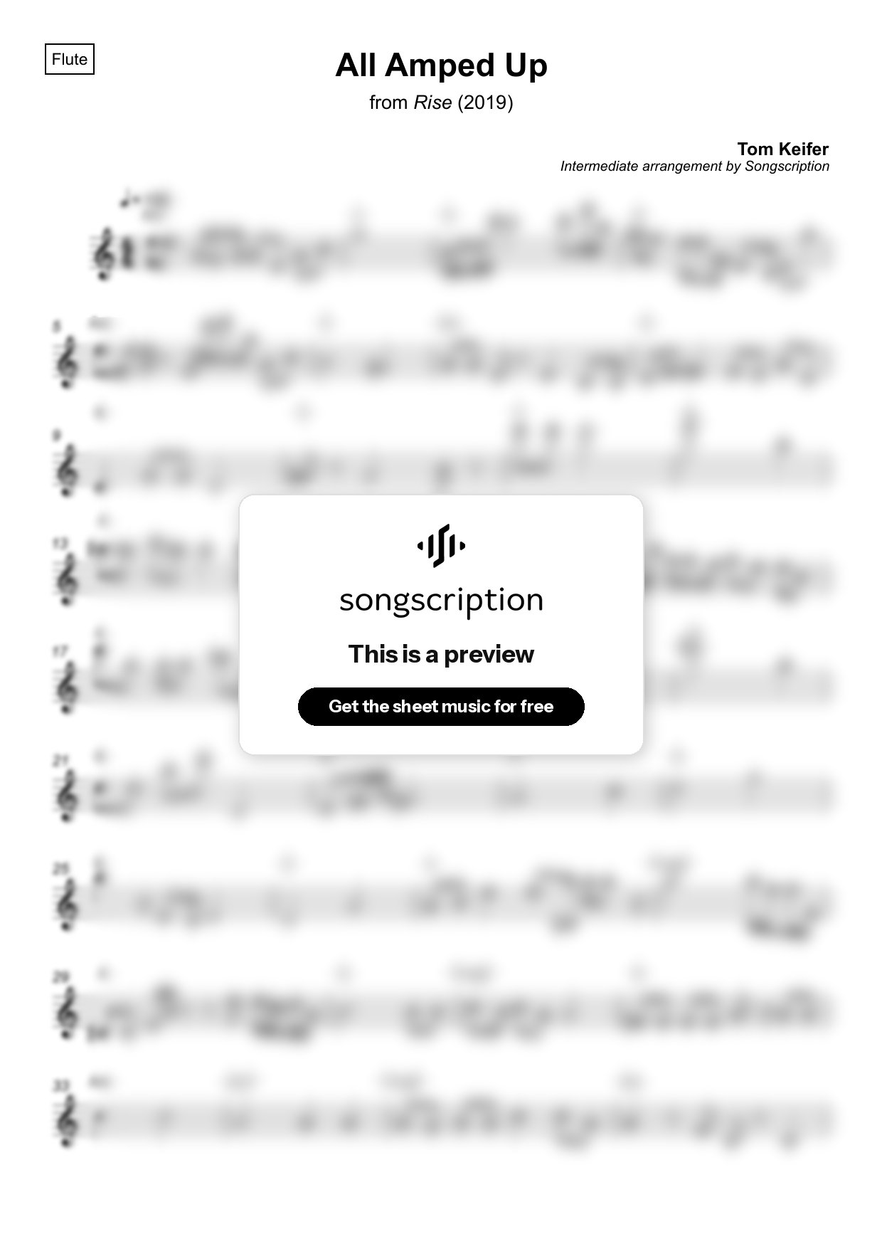 Intermediate Flute Sheet Music for "All Amped Up" by Tom Keifer