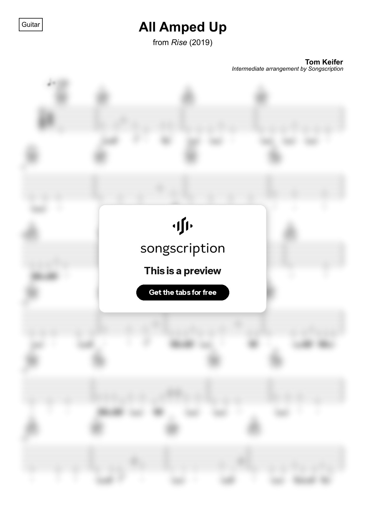 Intermediate Acoustic Guitar Tabs for "All Amped Up" by Tom Keifer