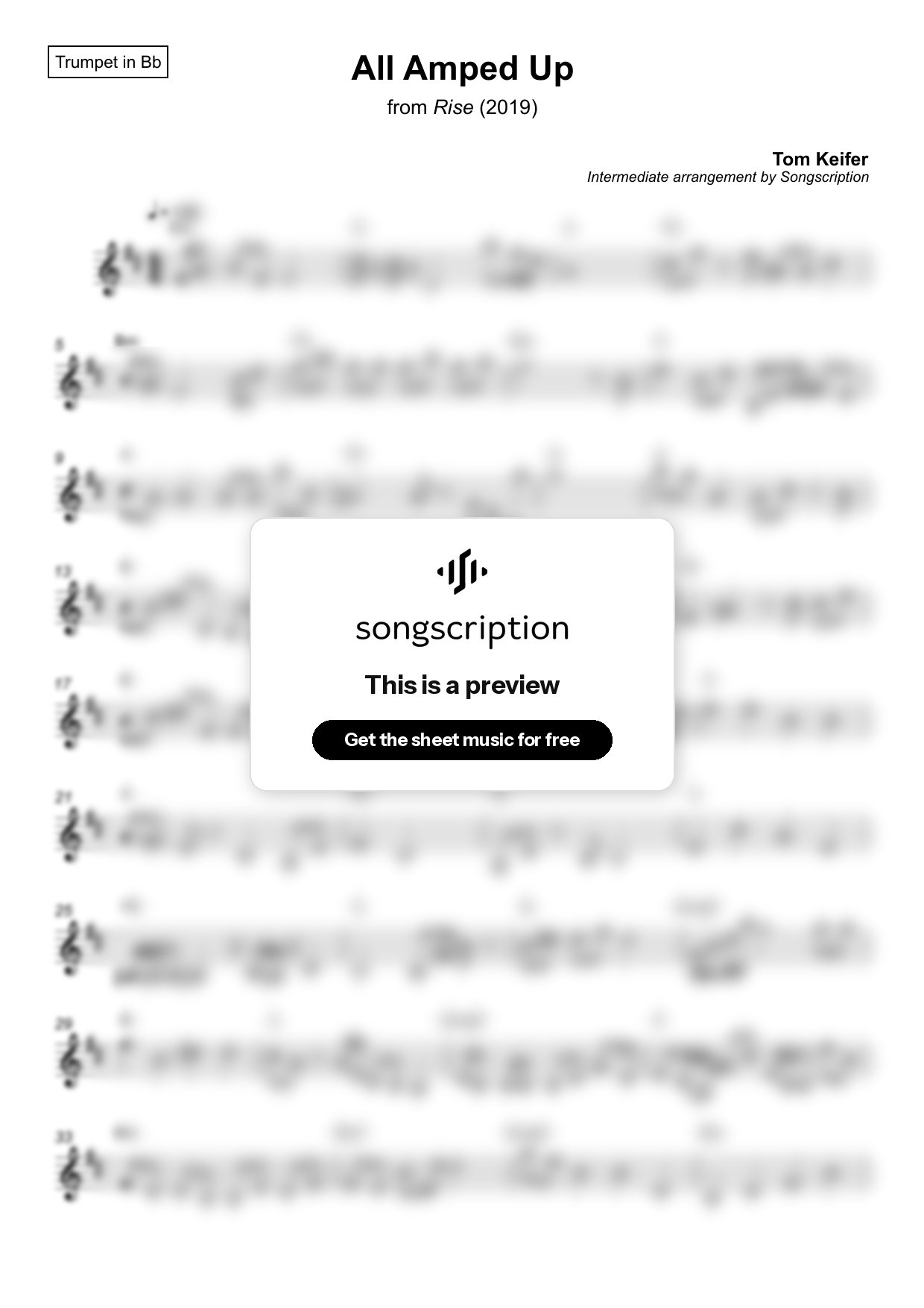 Intermediate Trumpet Sheet Music for "All Amped Up" by Tom Keifer