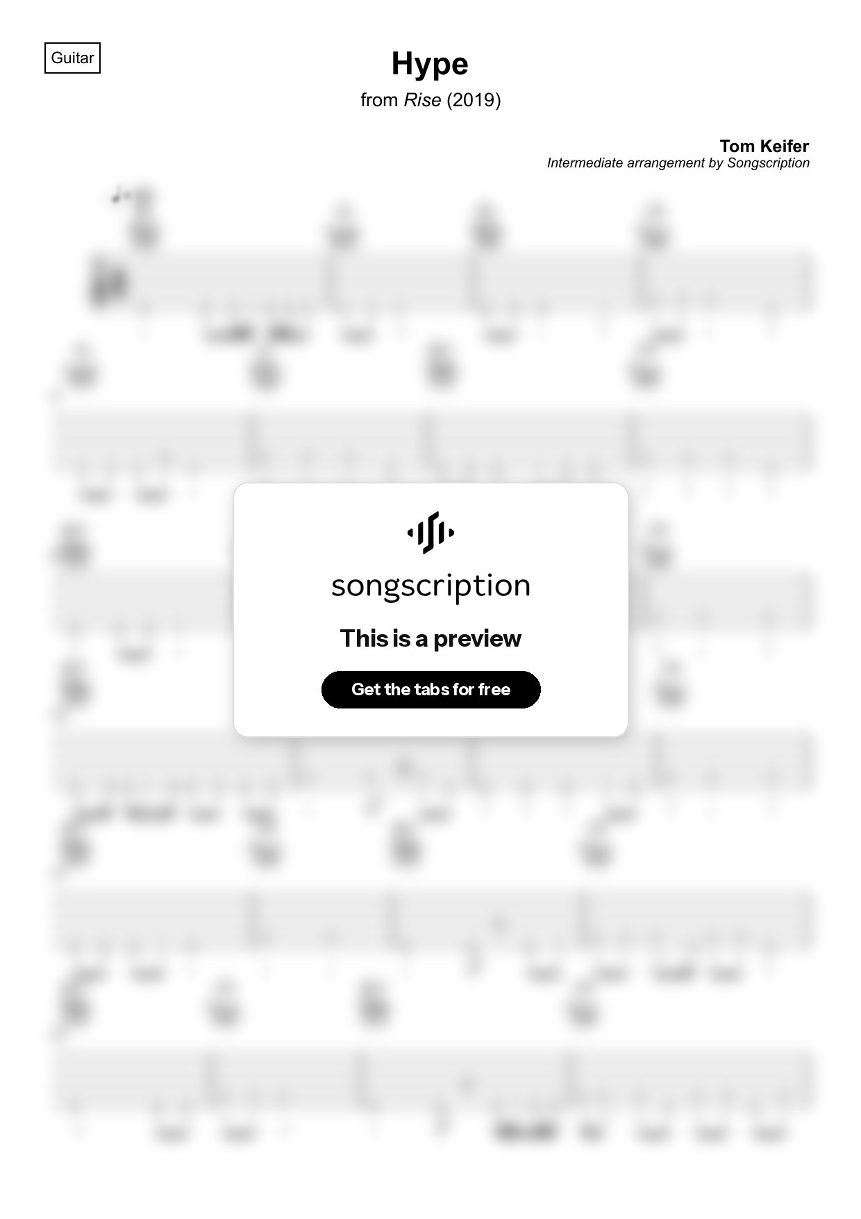 Intermediate Acoustic Guitar Tabs for "Hype" by Tom Keifer