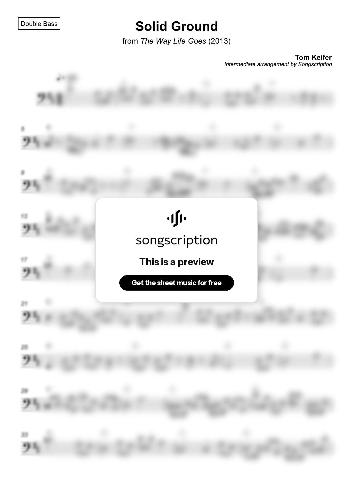Intermediate Double Bass Sheet Music for "Solid Ground" by Tom Keifer