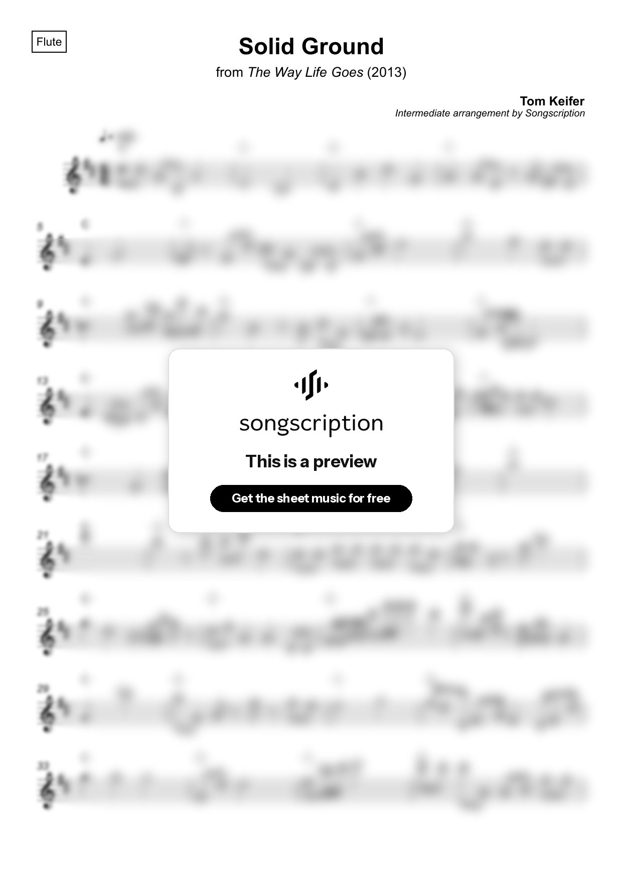 Intermediate Flute Sheet Music for "Solid Ground" by Tom Keifer